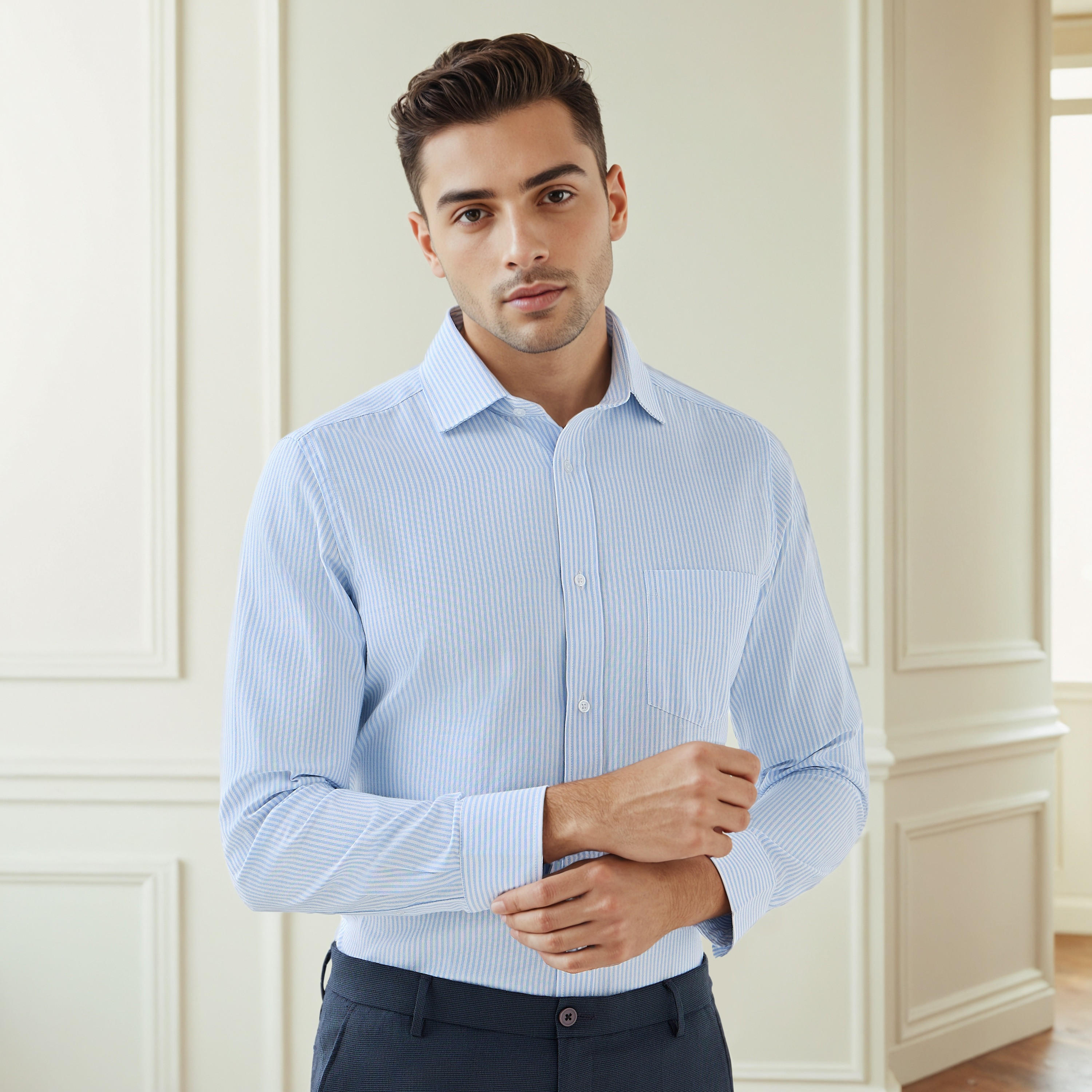 قميص رجالي مخطط بقصة عادية وأكمام طويلة-men-clothing-shirts-image-4