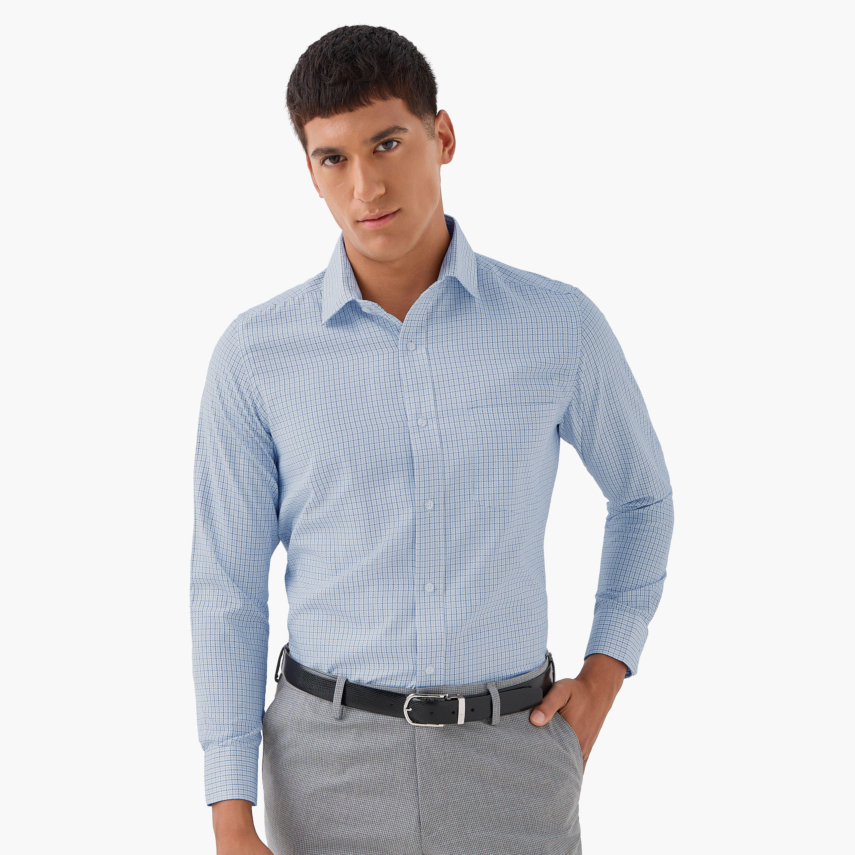 Men Regular Fit Checked Long Sleeves Shirt-men-clothing-shirts-image-1