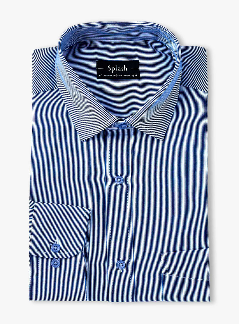 قميص بقصّة عادية وياقة واسعة وأكمام طويلة للرجال-men-clothing-shirts-image-3