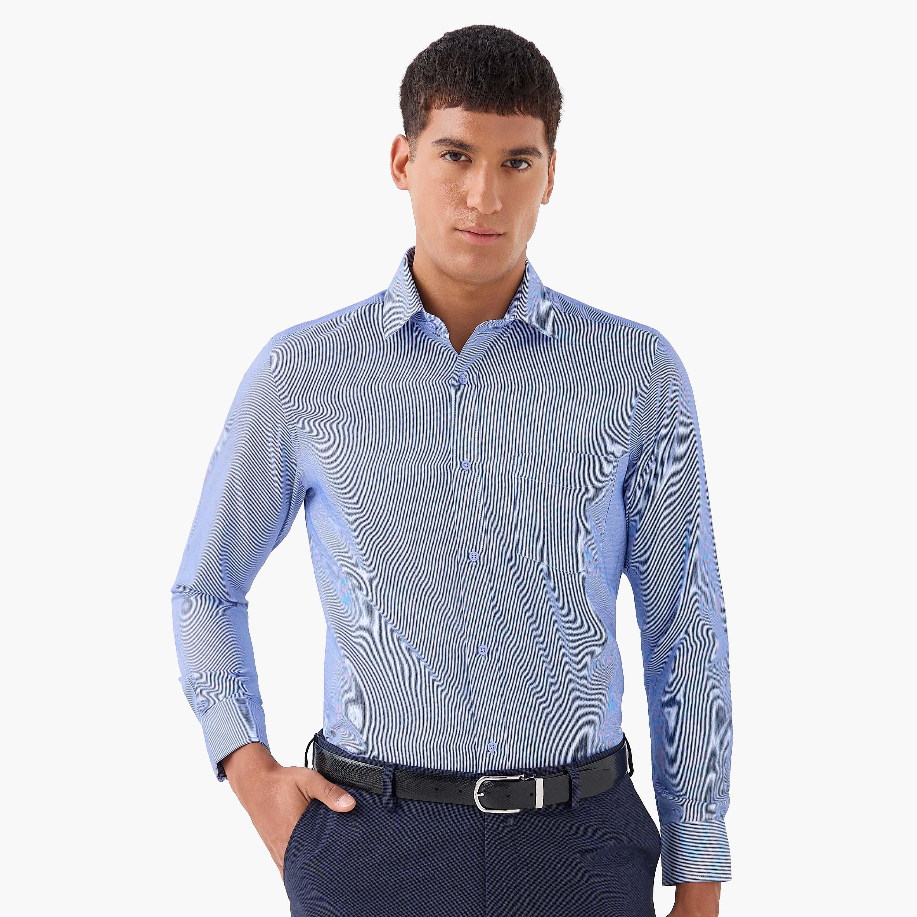 قميص بقصّة عادية وياقة واسعة وأكمام طويلة للرجال-men-clothing-shirts-image-7