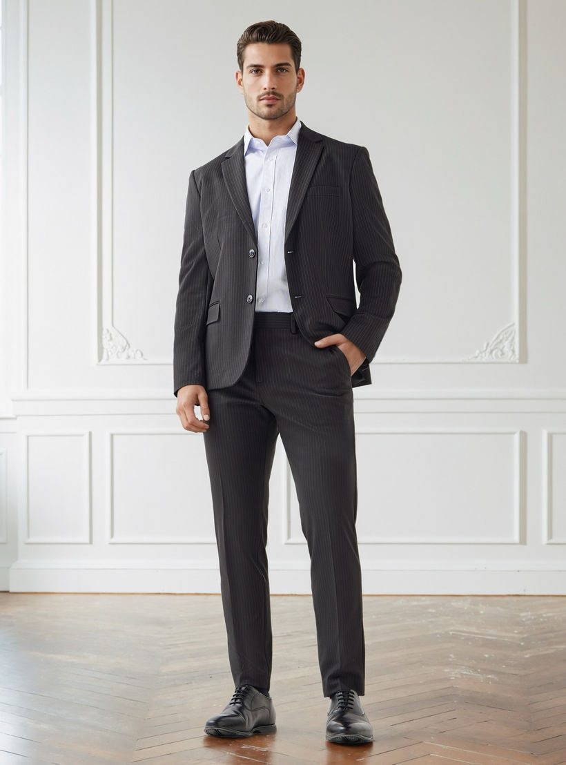 بنطلون رسمي مزيج البوليستر بقصة عادية للرجال-men-clothing-bottoms-trousersandchinos-trousers-image-3