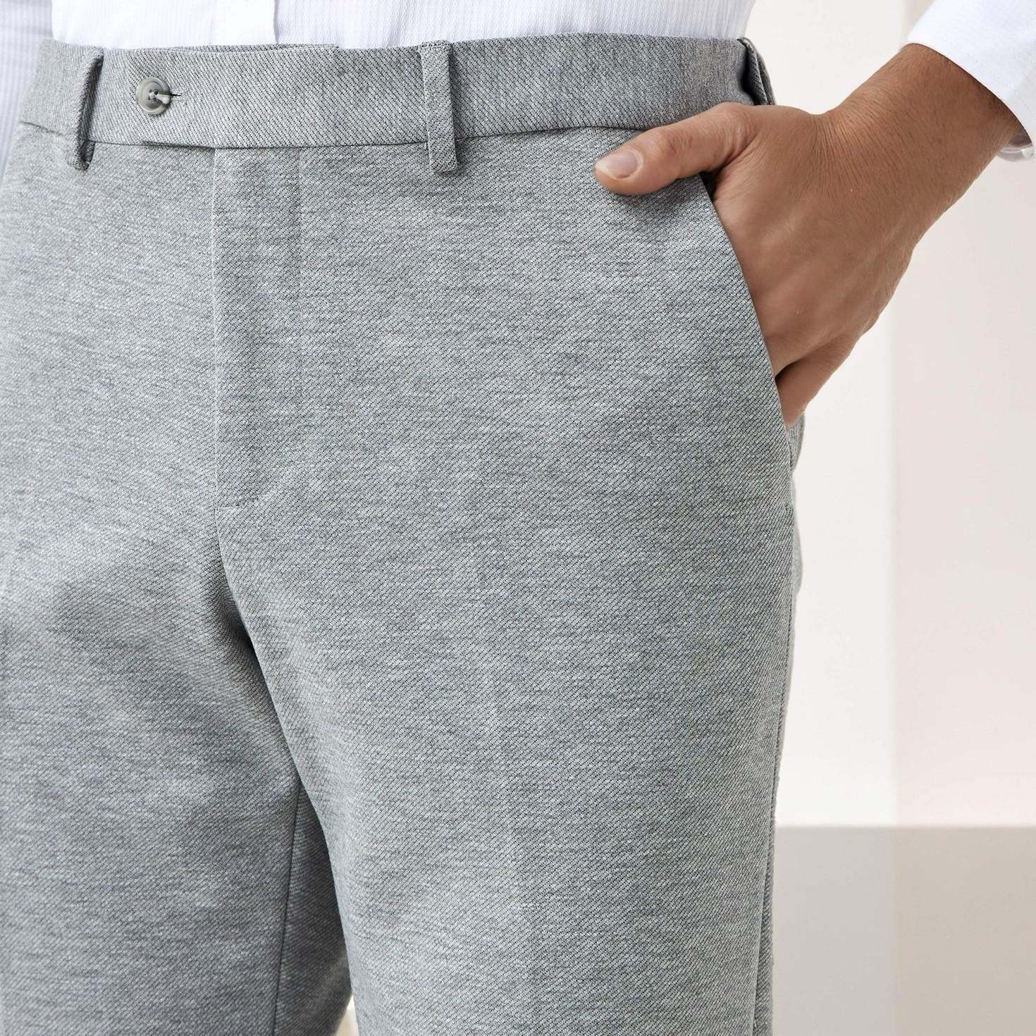 Textured Slim Fit Twill Flexi Waist Formal Trousers-men-clothing-bottoms-trousersandchinos-trousers-image-4