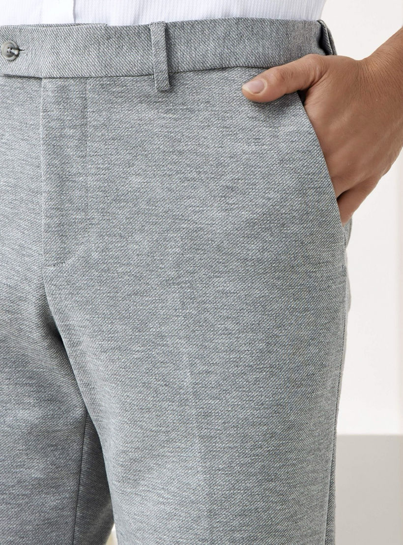Textured Slim Fit Twill Flexi Waist Formal Trousers-men-clothing-bottoms-trousersandchinos-trousers-image-4