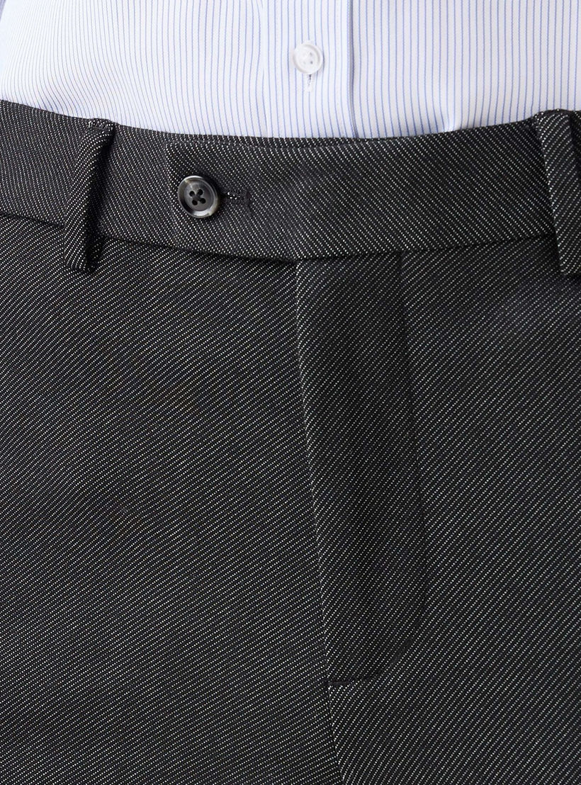 بنطلون رسمي تويل بقصة ضيقة وخصر مرن وملمس بارز-men-clothing-bottoms-trousersandchinos-trousers-image-4