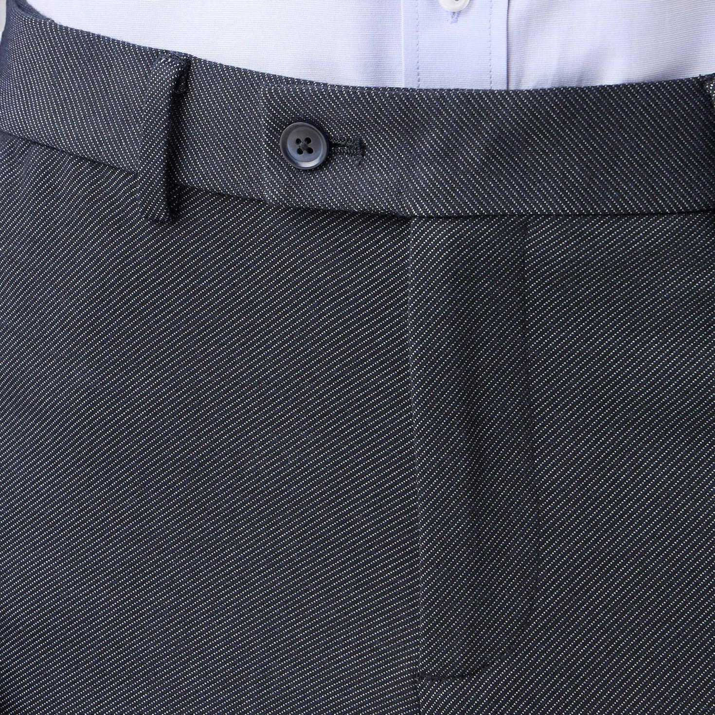 بنطلون رسمي تويل بقصة ضيقة وخصر مرن وملمس بارز-men-clothing-bottoms-trousersandchinos-trousers-image-4
