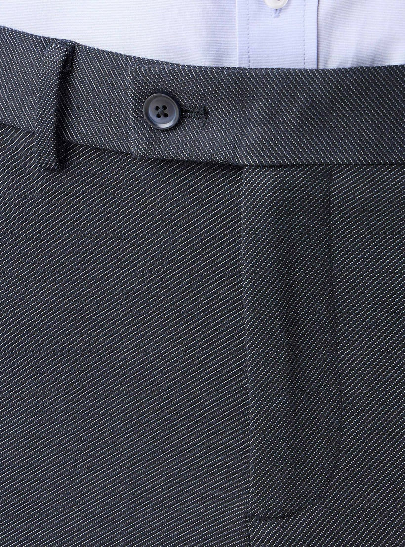 بنطلون رسمي تويل بقصة ضيقة وخصر مرن وملمس بارز-men-clothing-bottoms-trousersandchinos-trousers-image-4