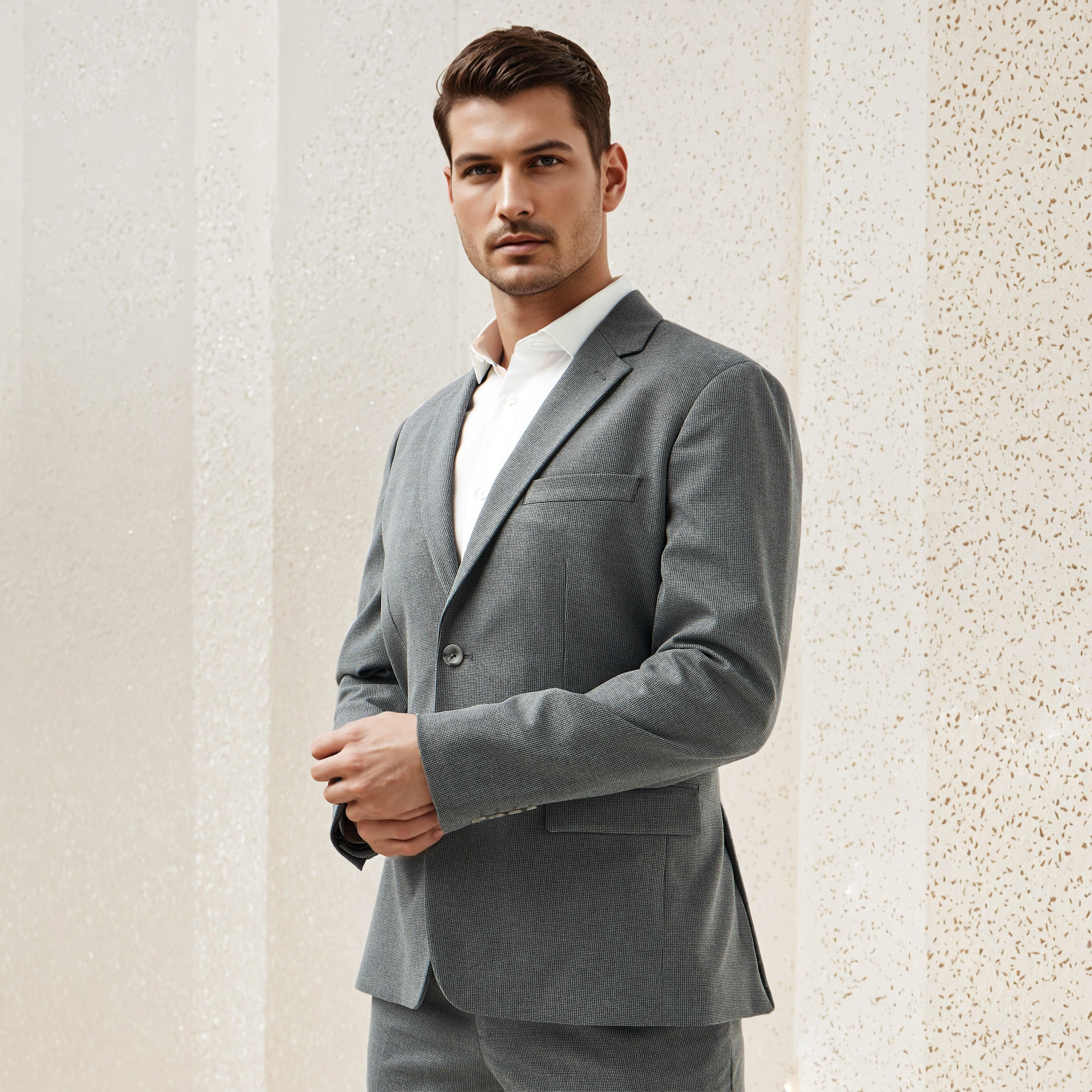 Textured Dobby Notch Lapel Blazer-men-winterwear-jacketsandblazers-image-1