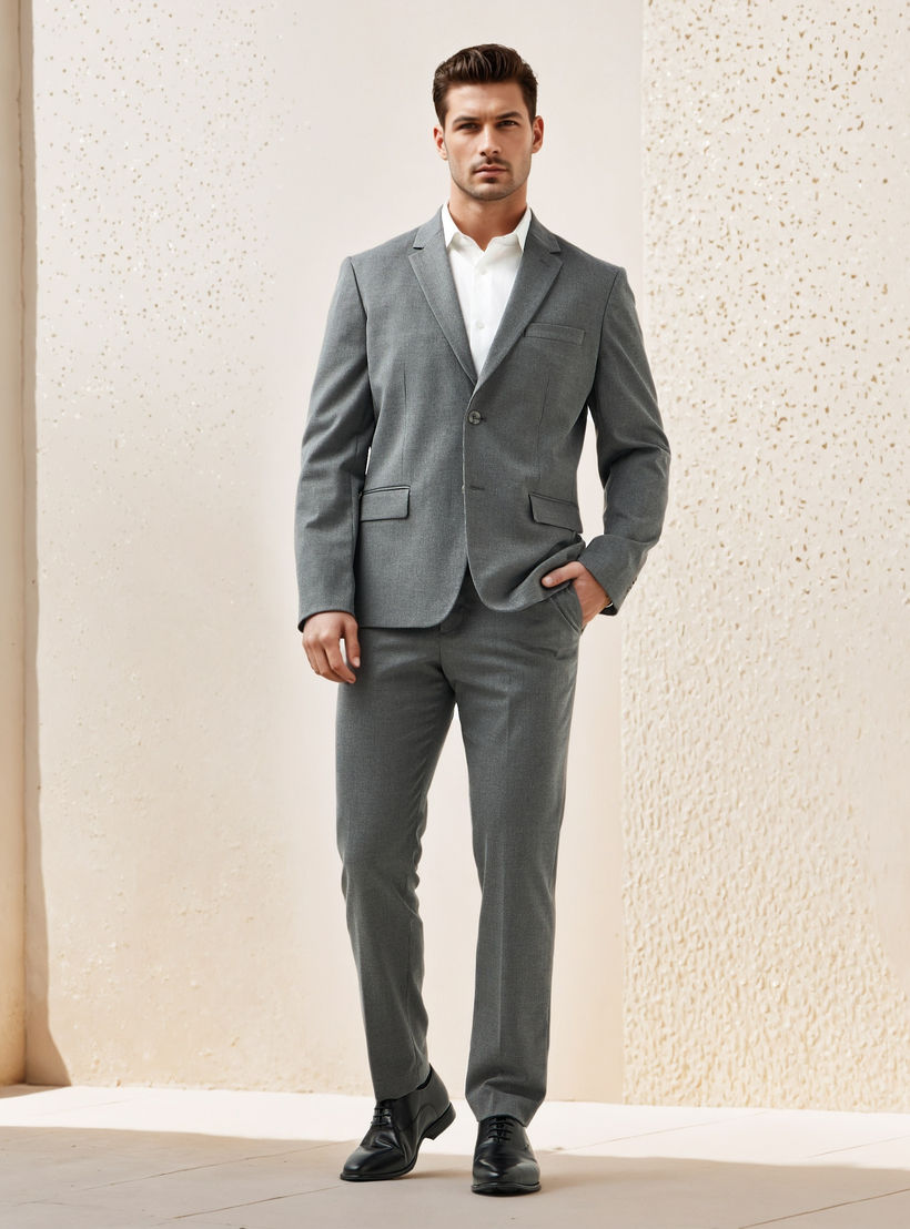 Slim Fit Dobby Flexi Waist Formal Trousers-men-clothing-bottoms-trousersandchinos-trousers-image-2