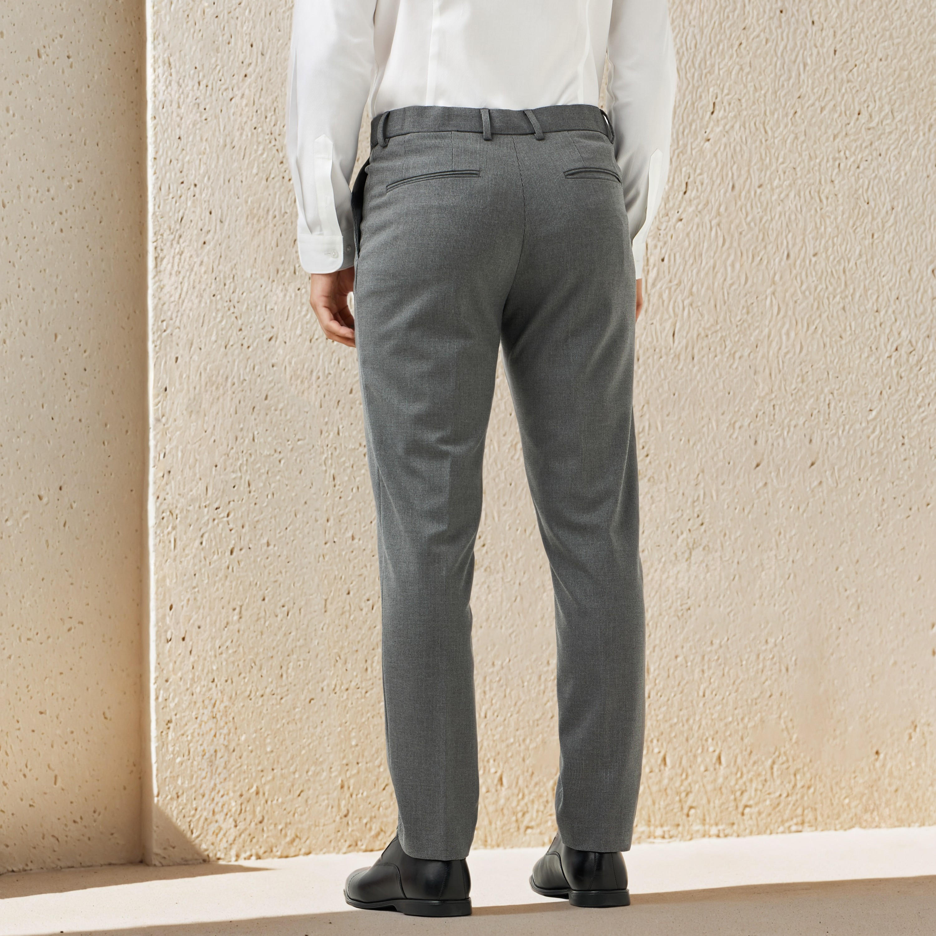 Slim Fit Dobby Flexi Waist Formal Trousers-men-clothing-bottoms-trousersandchinos-trousers-image-3