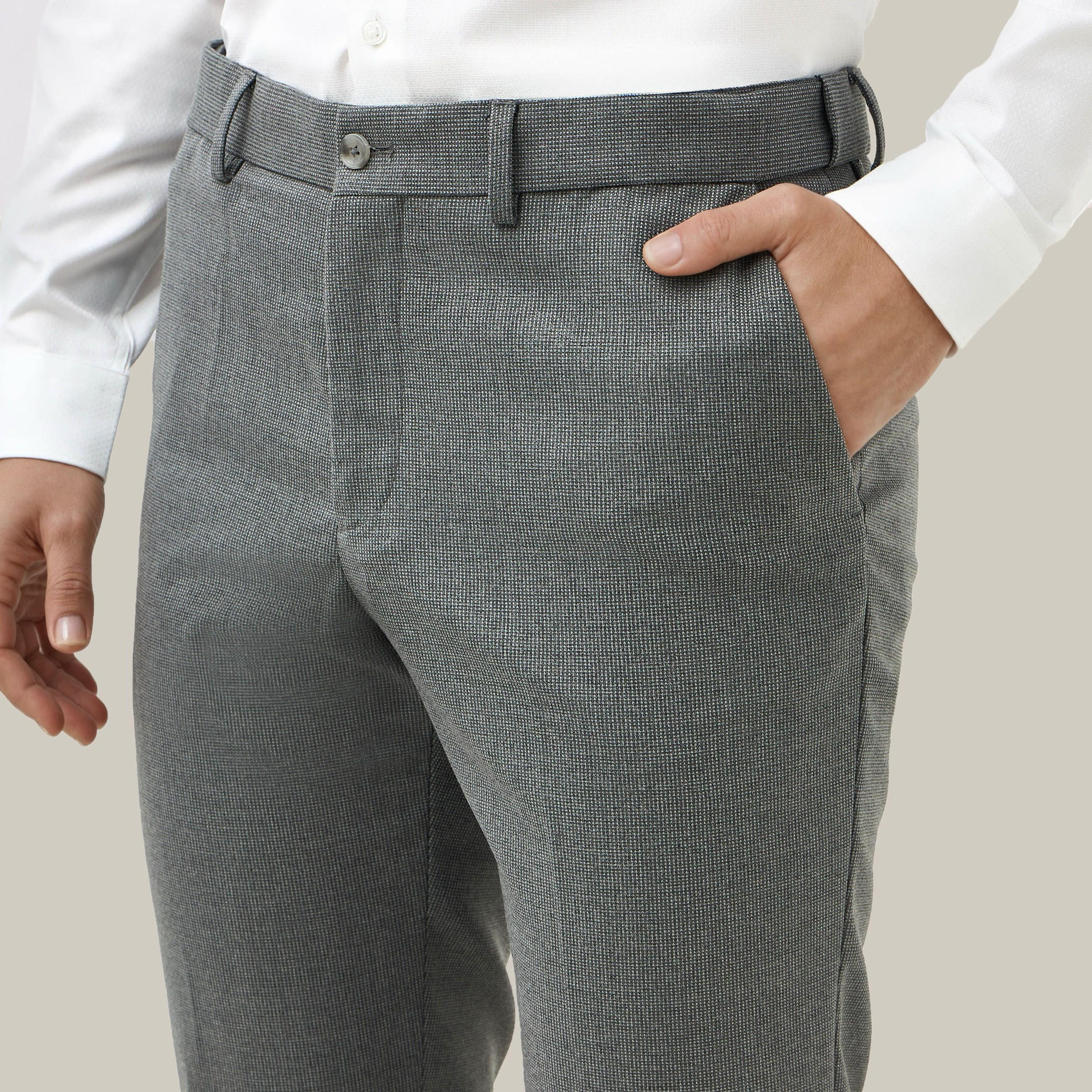 Slim Fit Dobby Flexi Waist Formal Trousers-men-clothing-bottoms-trousersandchinos-trousers-image-4