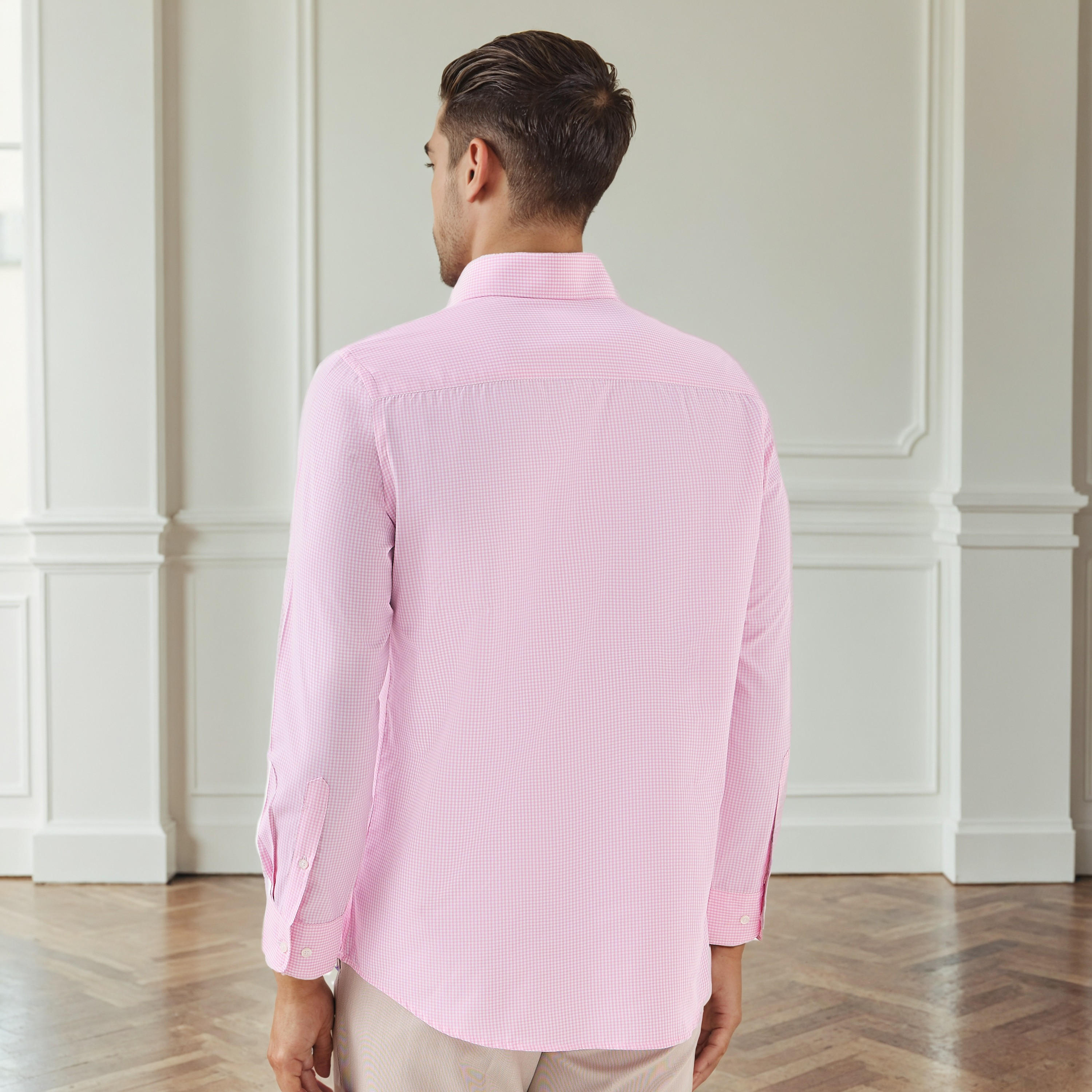 قميص كاروهات بقصة عادية وياقة وأكمام طويلة للرجال-men-clothing-shirts-image-3