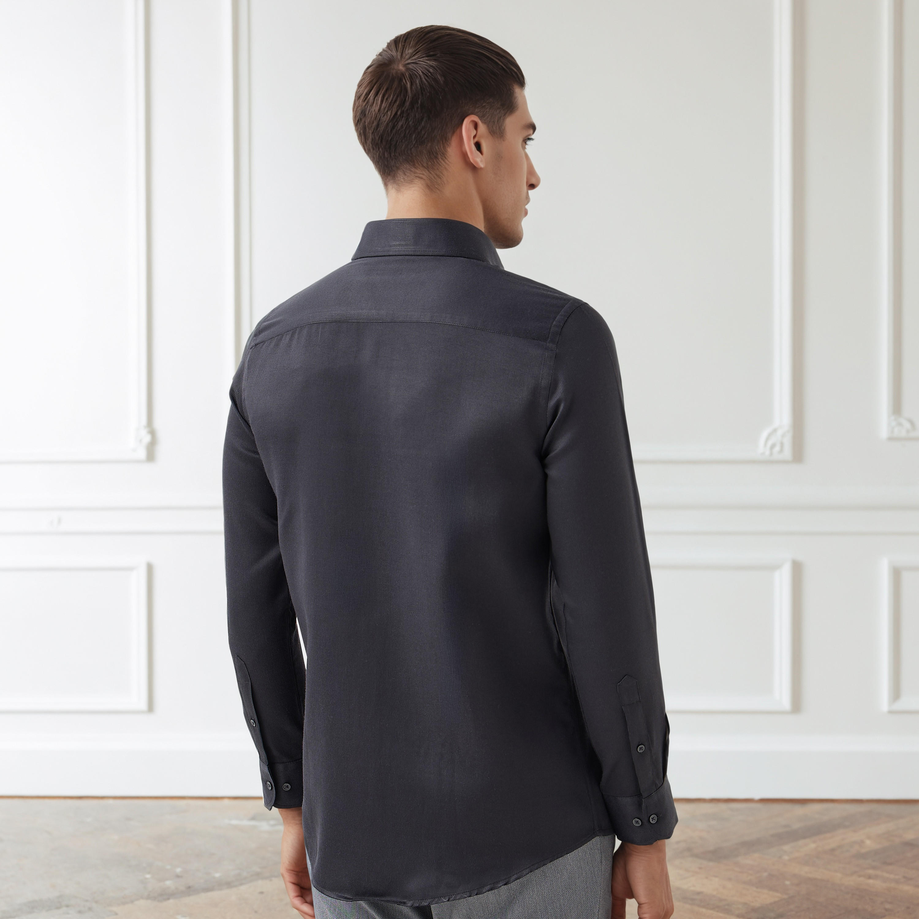 Men Regular Fit Collared Textured Long Sleeves Shirt-men-clothing-shirts-image-3