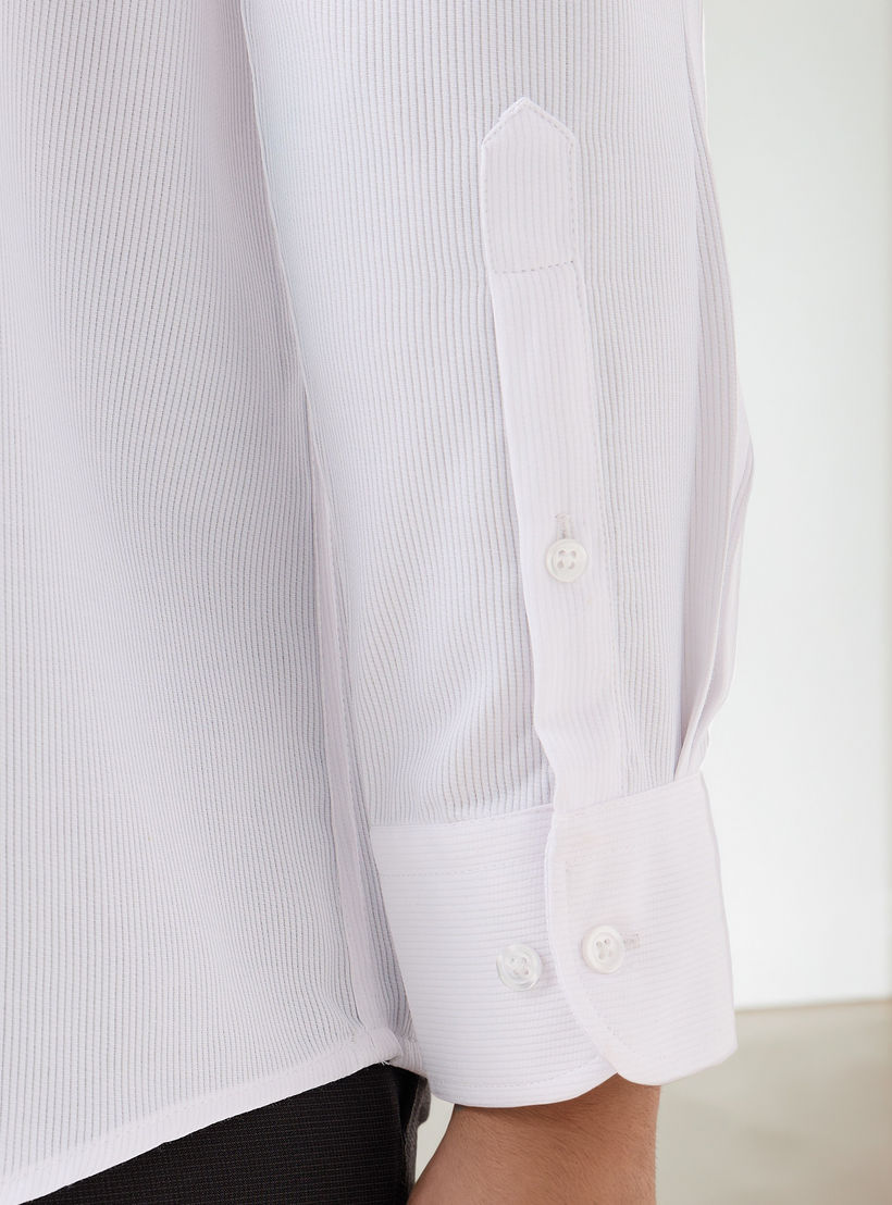Men Regular Fit Collared Textured Long Sleeves Shirt-men-clothing-shirts-image-5