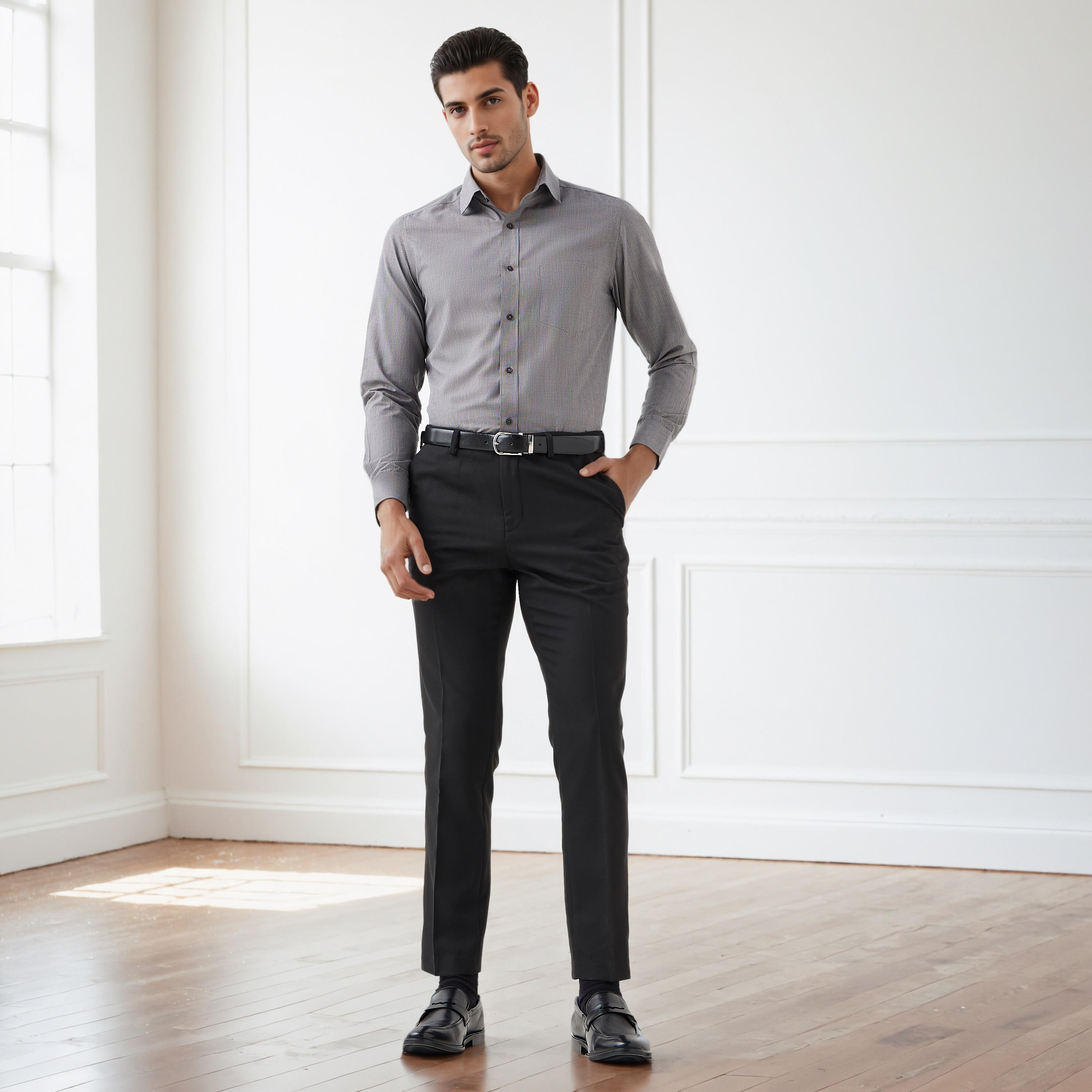 قميص فيلافيل بارز الملمس بياقة وقصة عادية وأكمام طويلة للرجال-men-clothing-shirts-image-2