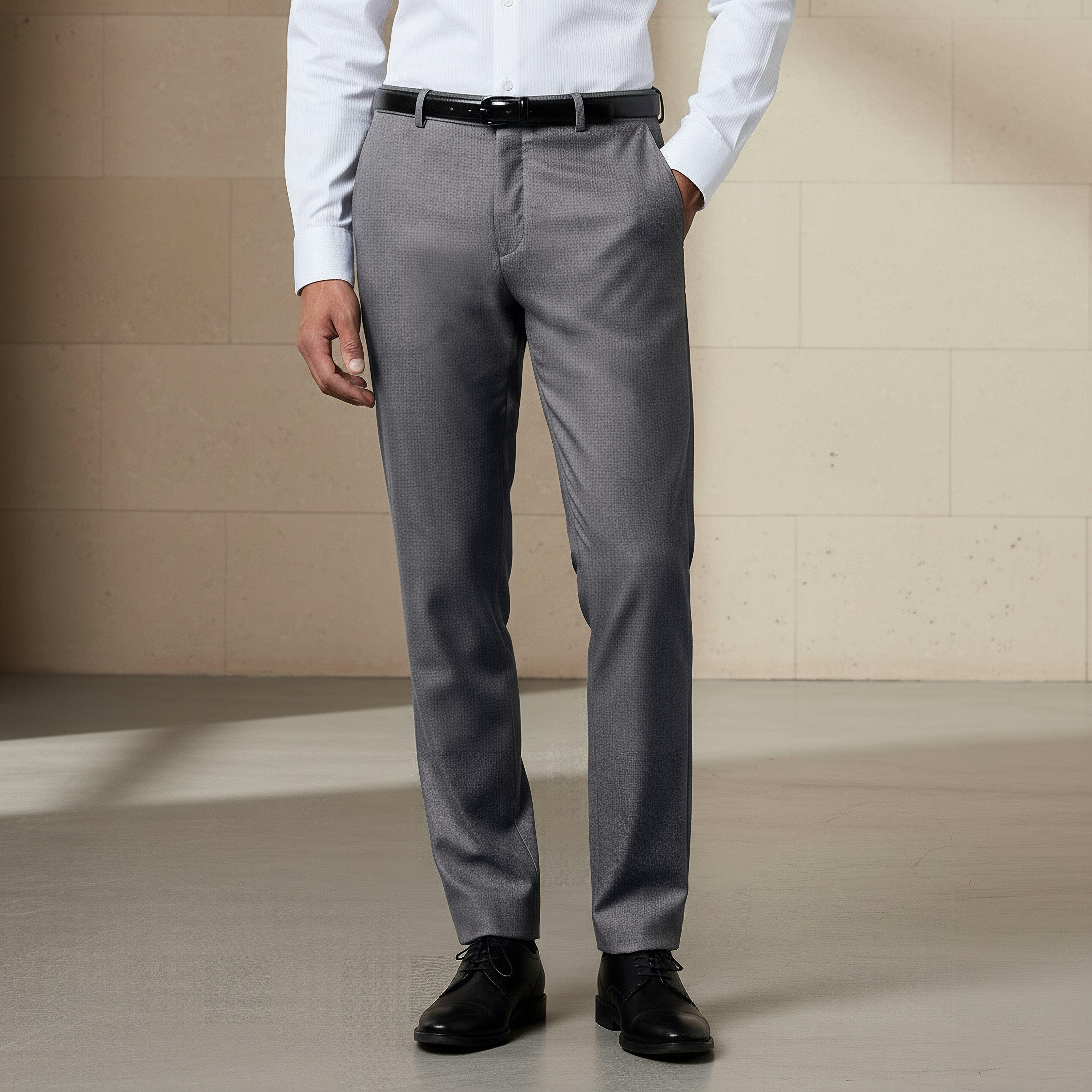 Slim Fit Belted Flexi Waist Trousers-men-clothing-bottoms-trousersandchinos-trousers-image-1