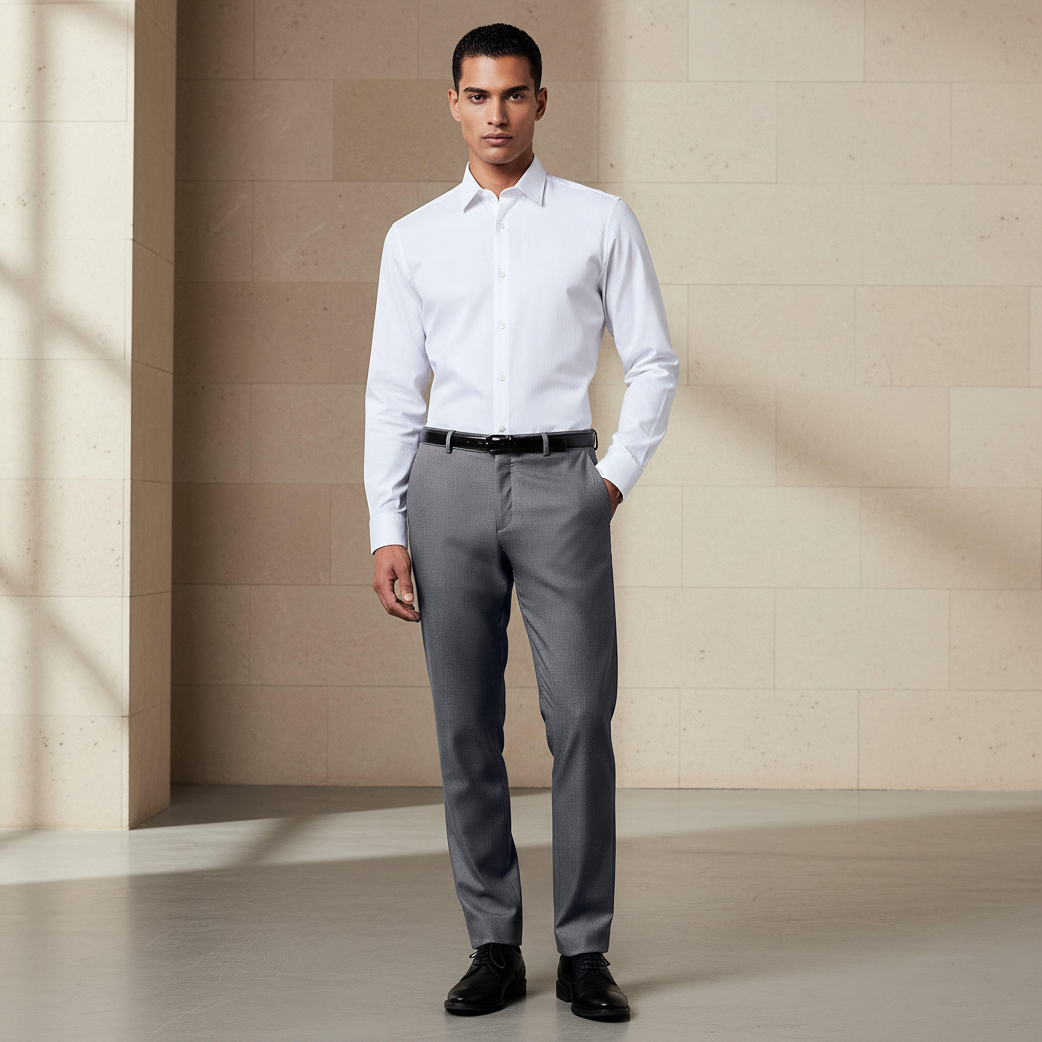 Slim Fit Belted Flexi Waist Trousers-men-clothing-bottoms-trousersandchinos-trousers-image-2