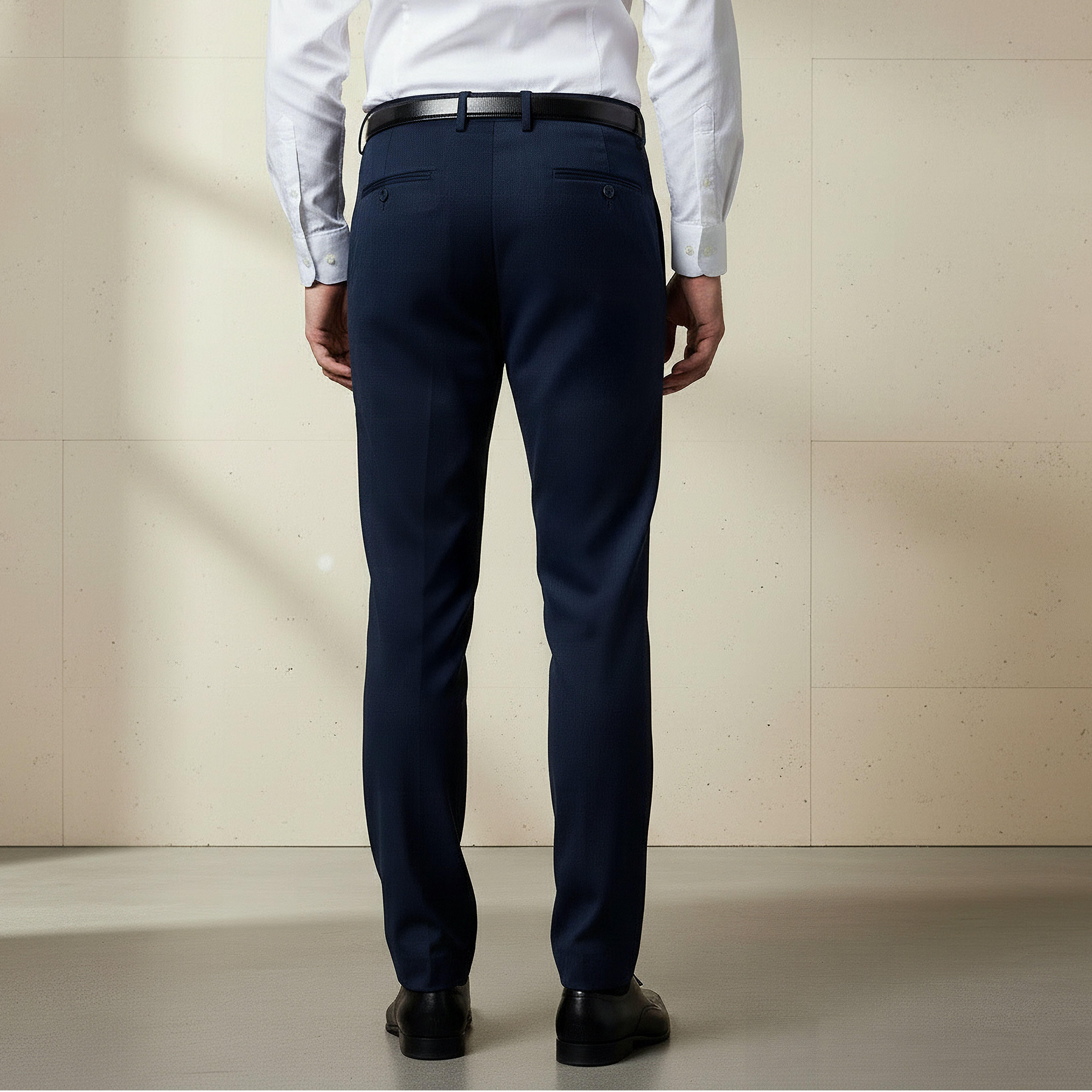 Slim Fit Belted Flexi Waist Trousers-men-clothing-bottoms-trousersandchinos-trousers-image-3