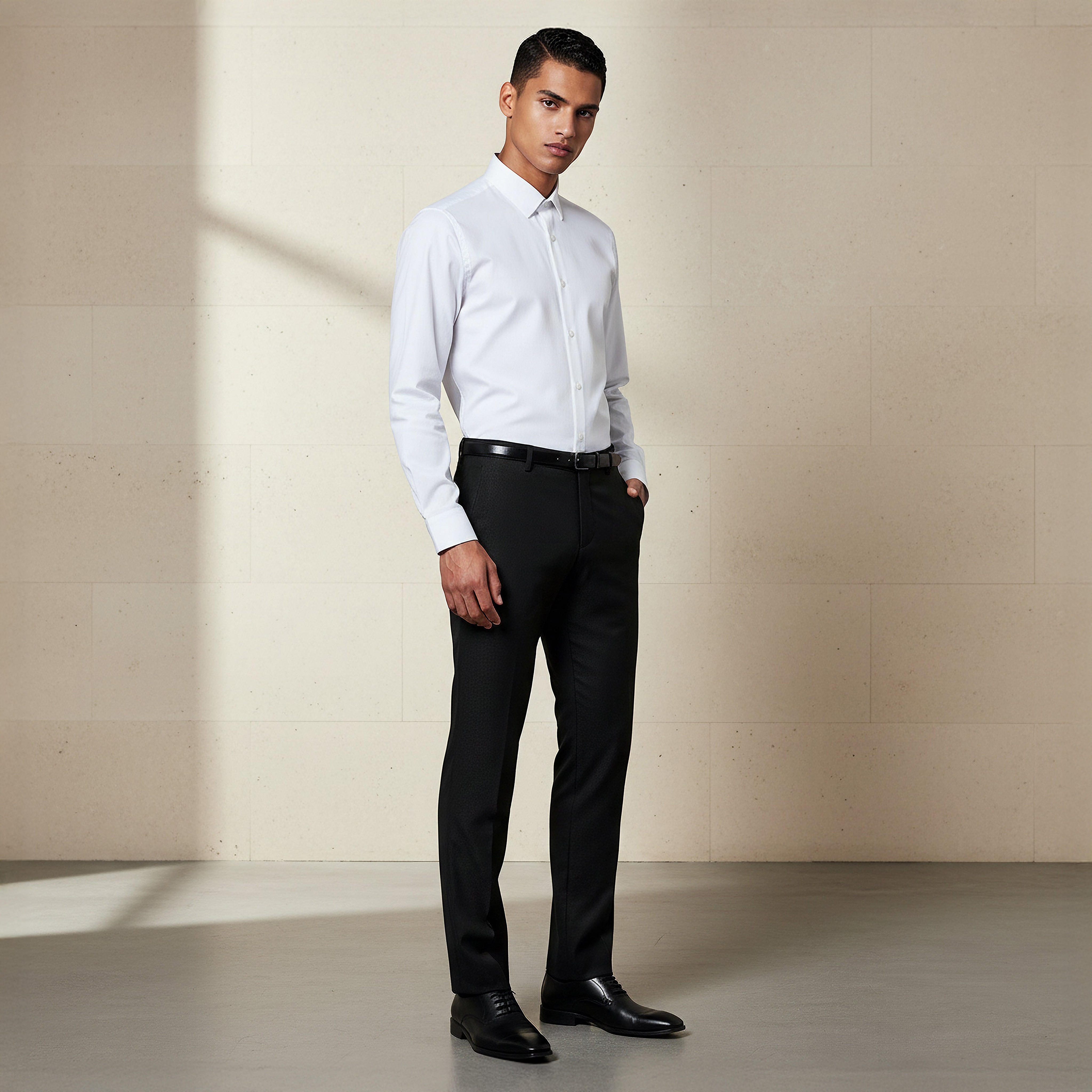 Slim Fit Belted Flexi Waist Trousers-men-clothing-bottoms-trousersandchinos-trousers-image-2