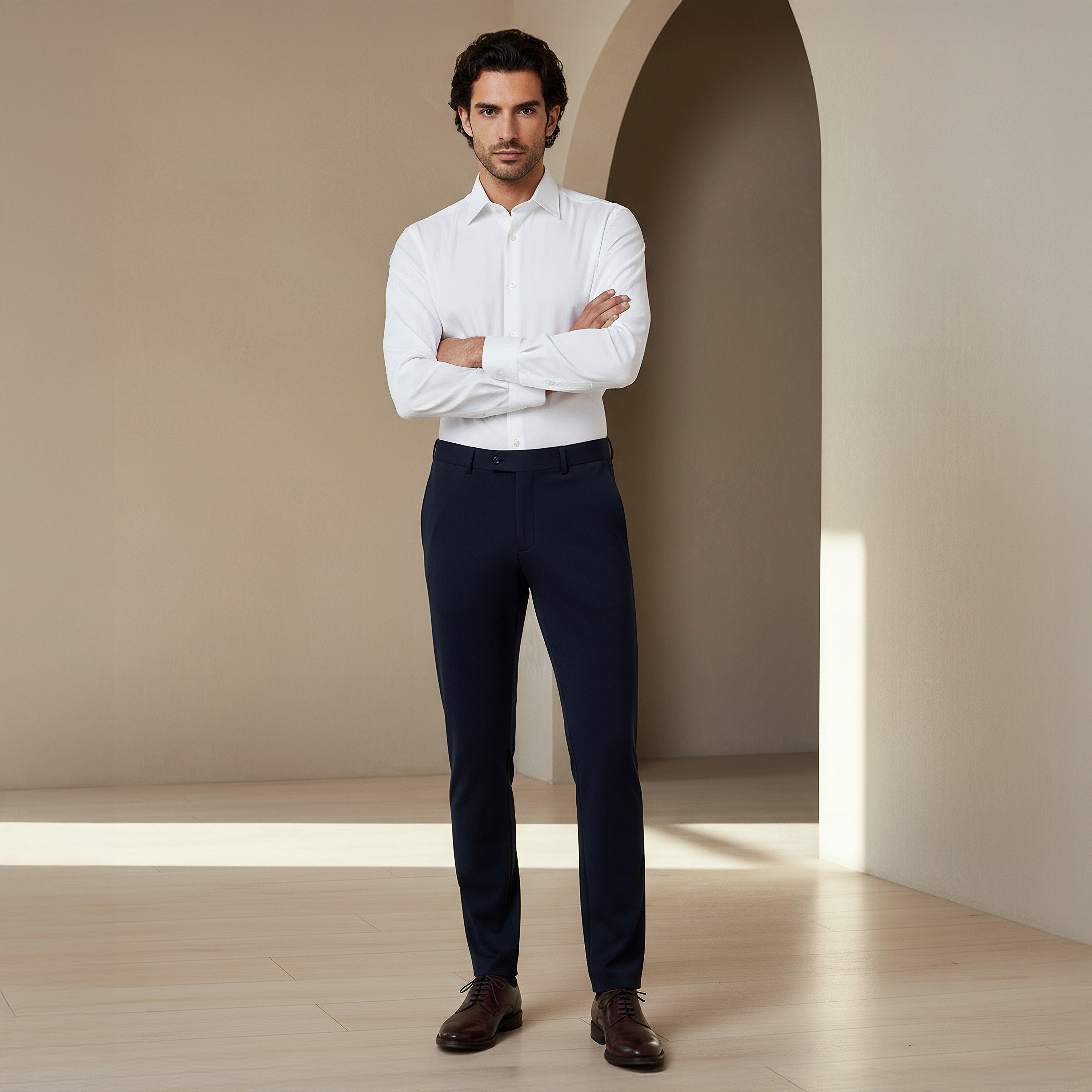Slim Fit Flexi Waist Trousers-men-clothing-coordsets-image-2