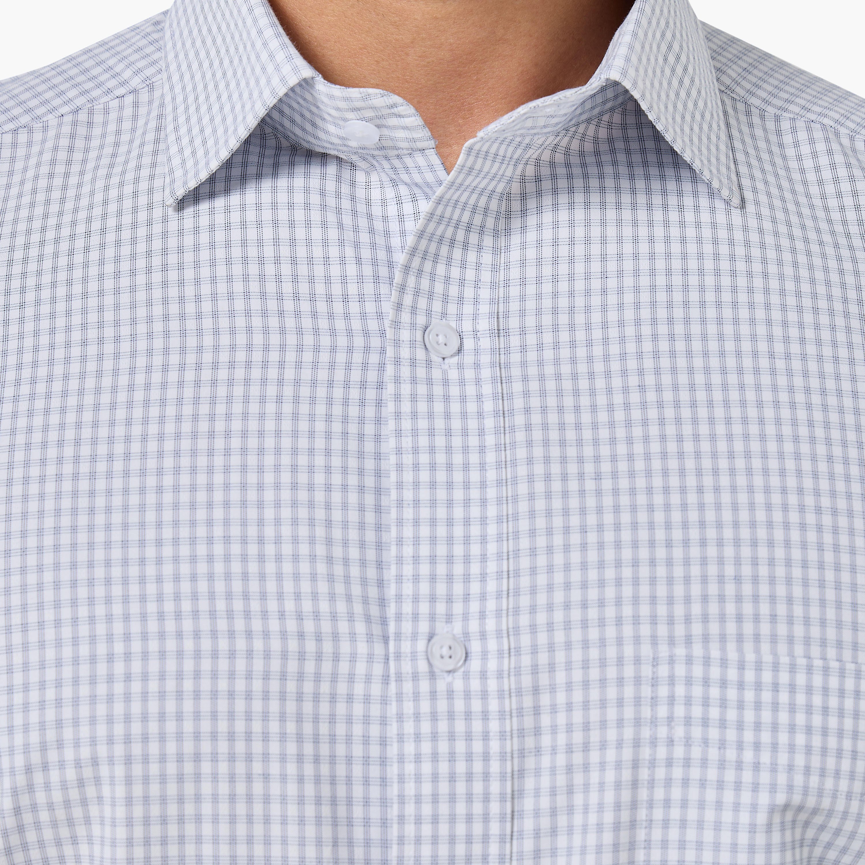 قميص كاروهات بياقة وقصة عادية وأكمام طويلة للرجال-men-clothing-shirts-image-4