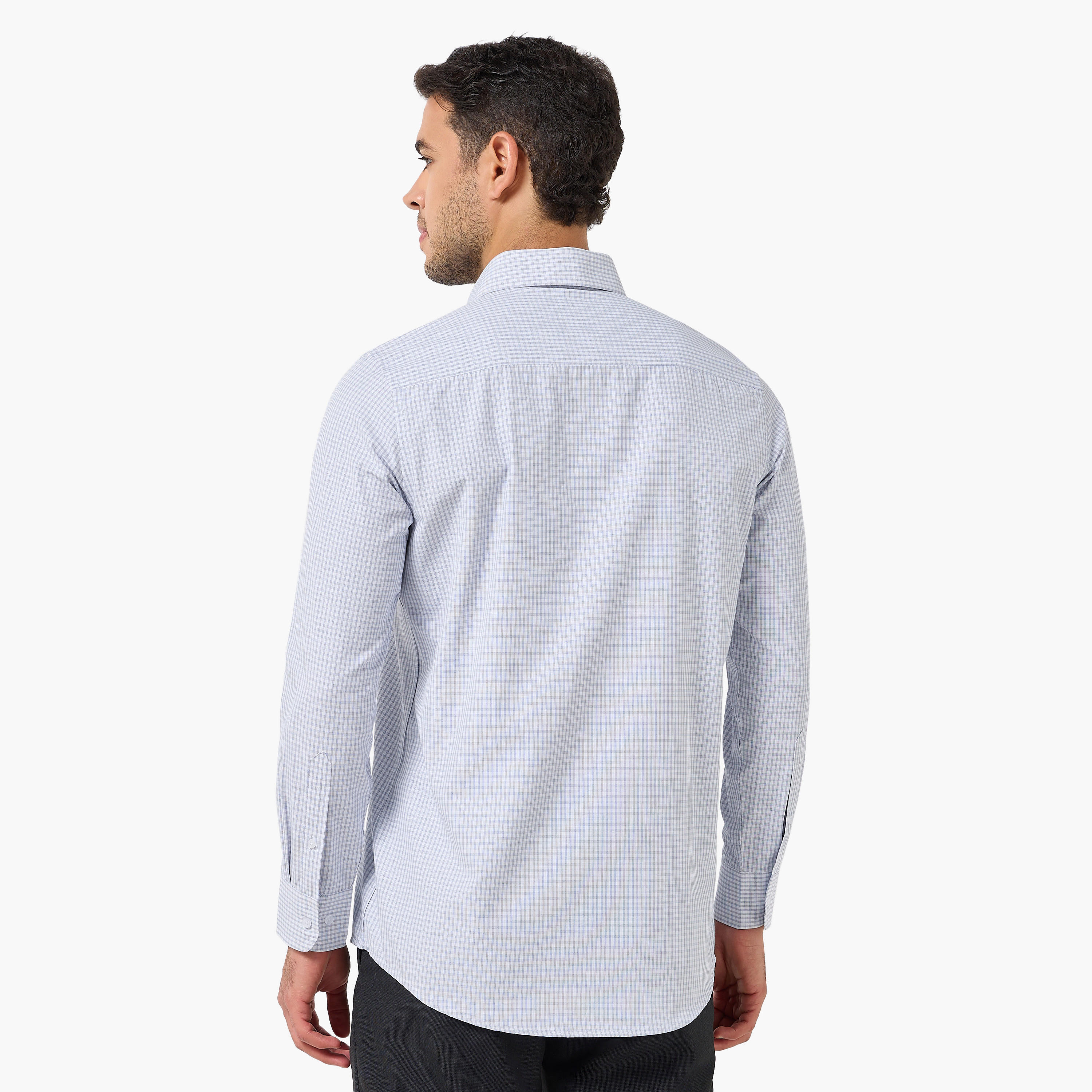 قميص كاروهات بياقة وقصة عادية وأكمام طويلة للرجال-men-clothing-shirts-image-2