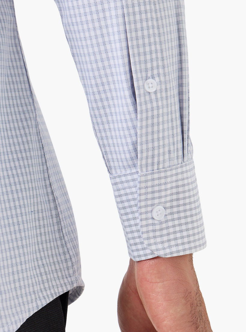 قميص كاروهات بياقة وقصة عادية وأكمام طويلة للرجال-men-clothing-shirts-image-1