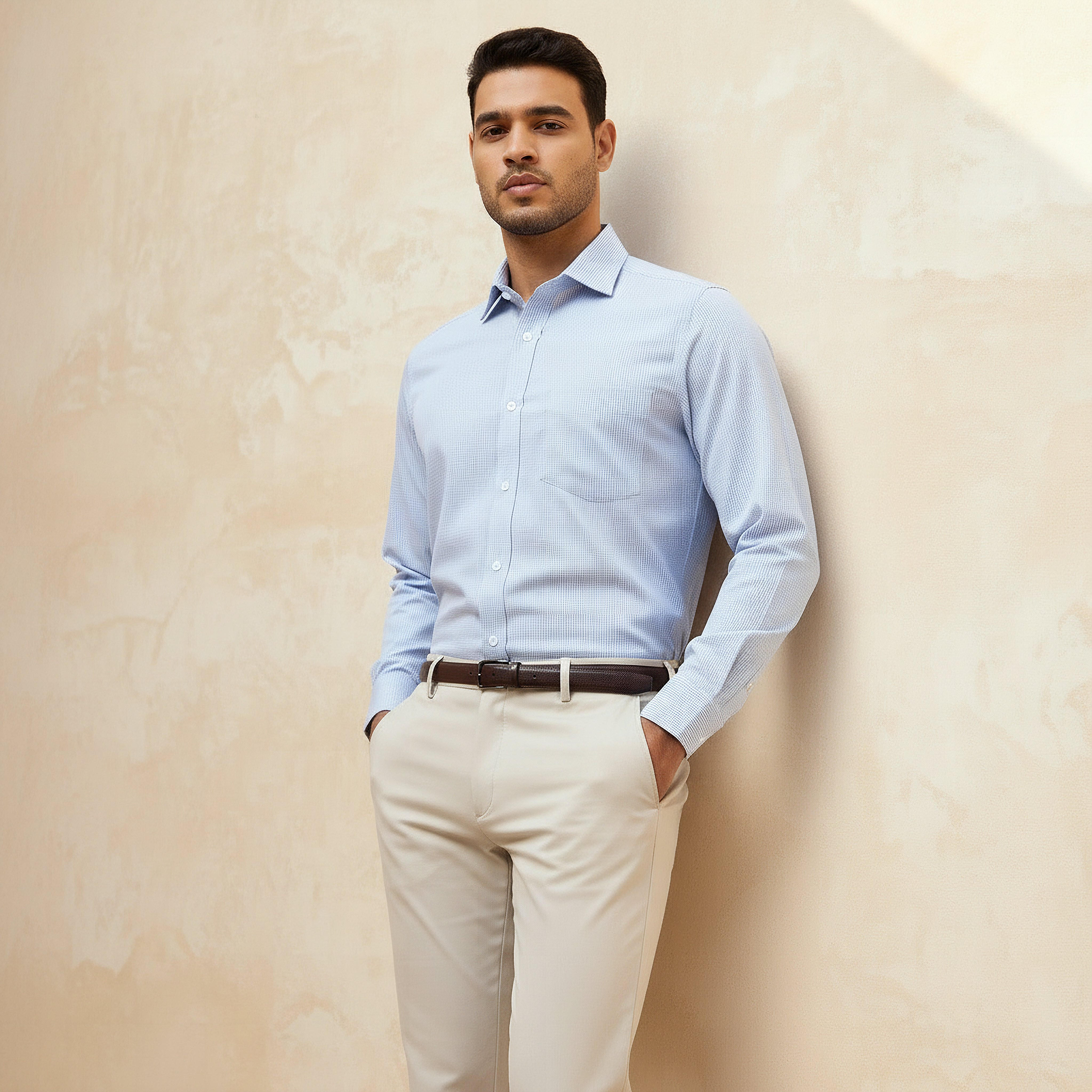 Men Regular Fit Collared Checked Long Sleeves Shirt-men-clothing-shirts-image-1