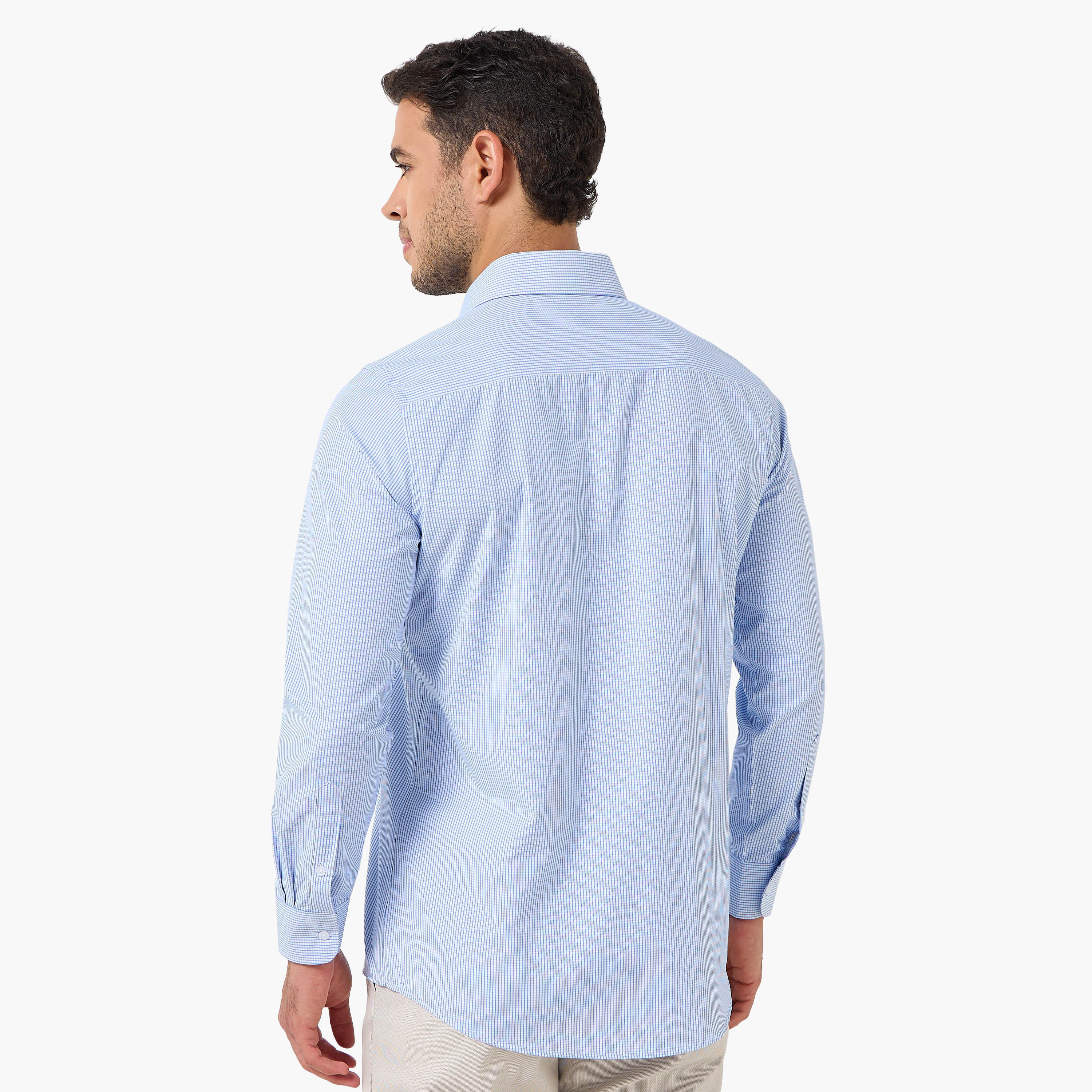 Men Regular Fit Collared Checked Long Sleeves Shirt-men-clothing-shirts-image-4