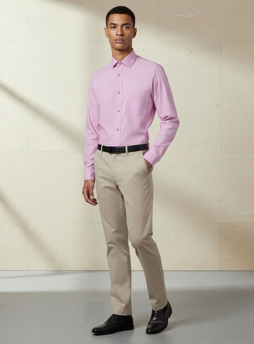 قميص بقصة عادية وياقة وأكمام طويلة للرجال-men-clothing-shirts-image-2