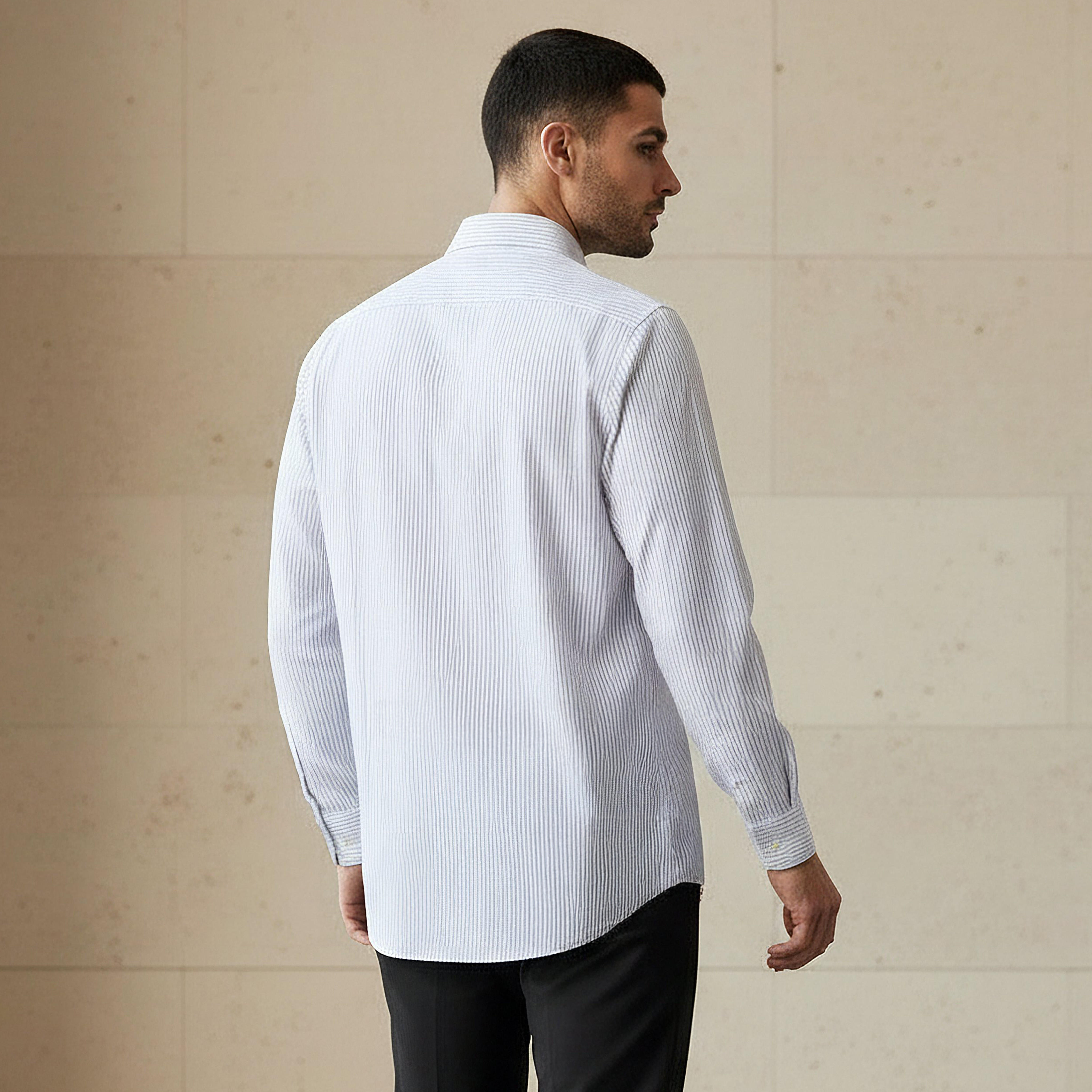 قميص مخطط بياقة عادية وأكمام طويلة للرجال-men-clothing-shirts-image-1