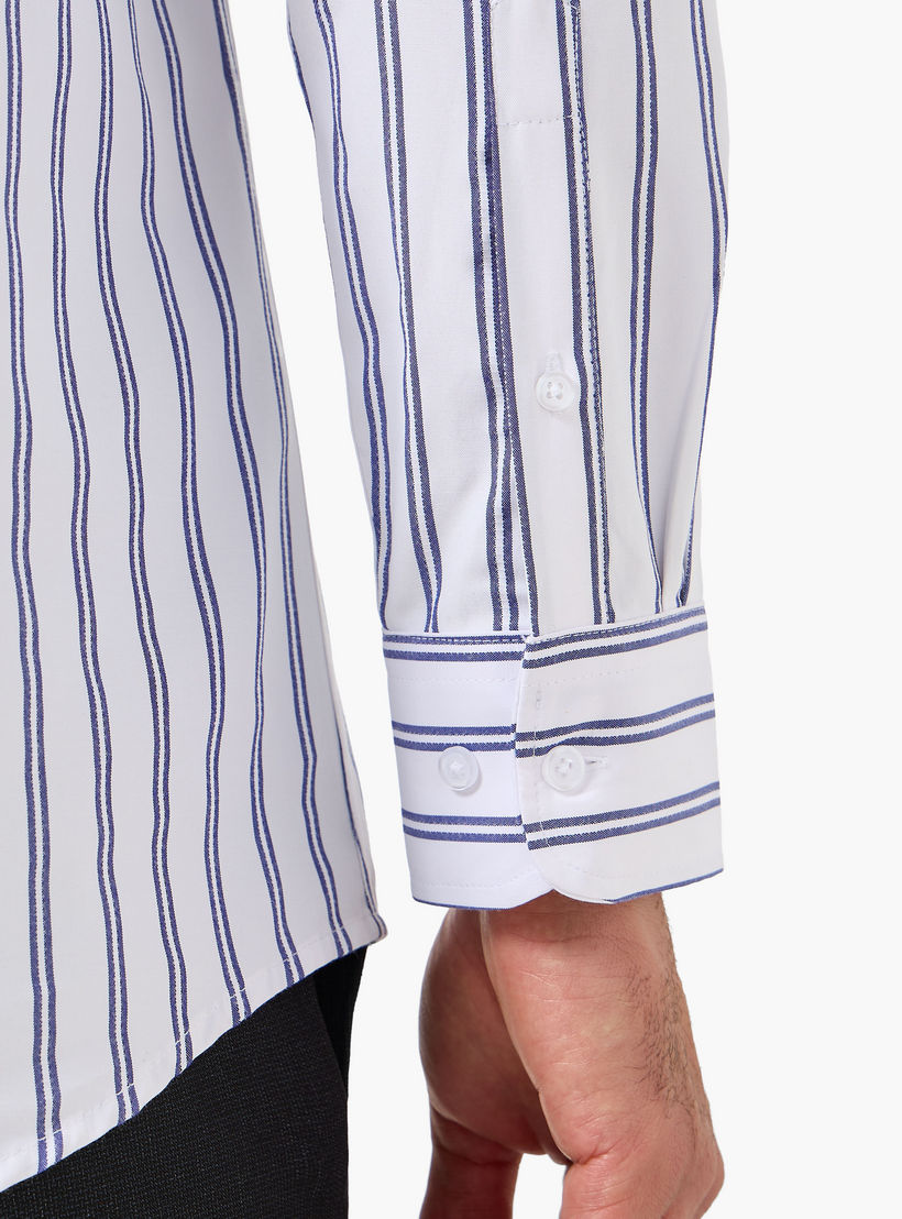 قميص مخطط بياقة عادية وأكمام طويلة للرجال-men-clothing-shirts-image-6
