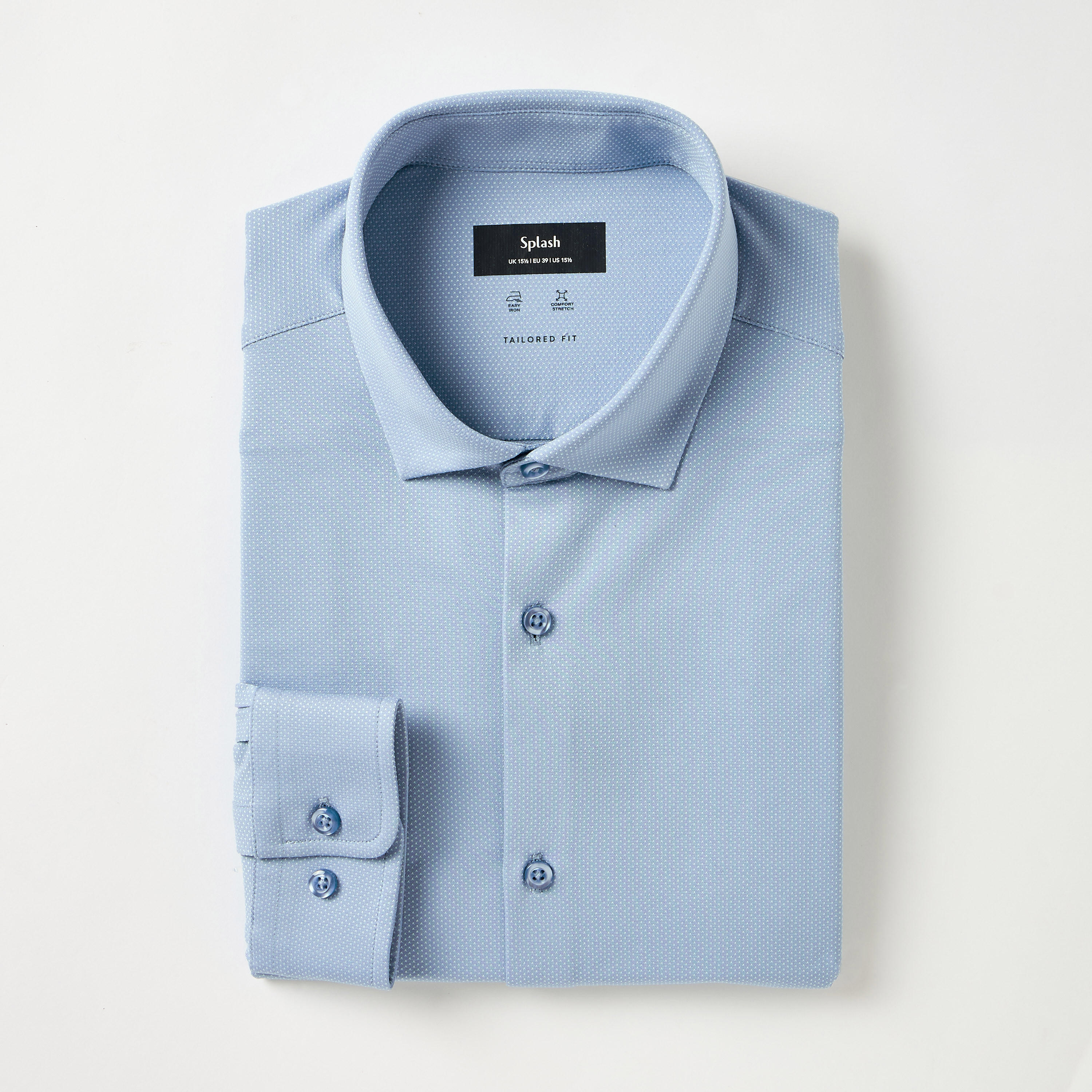 قميص بقصة عادية وياقة وملمس بارز وأكمام طويلة للرجال-men-clothing-shirts-image-2