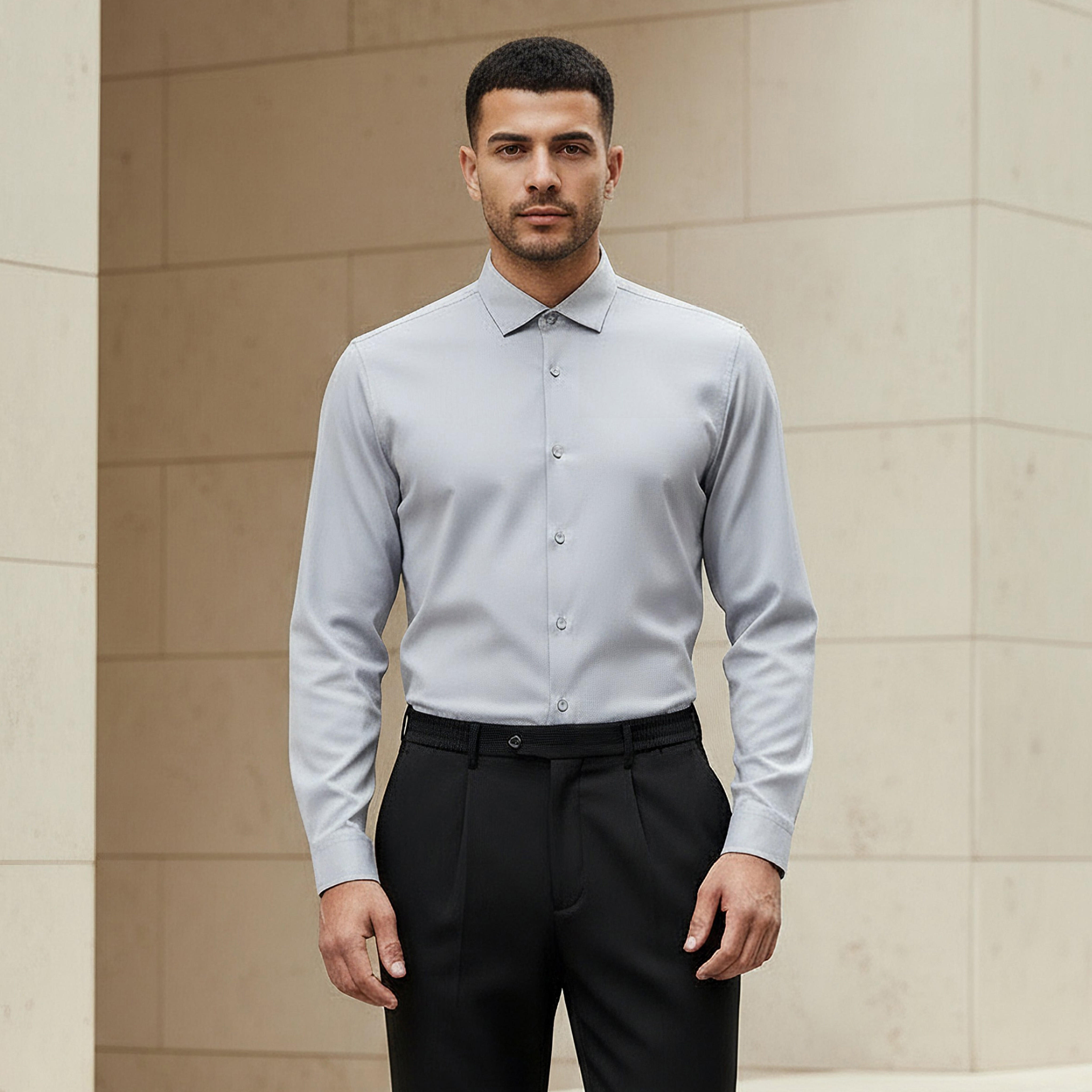 Men Regular Fit Collared Textured Long Sleeves Shirt-men-clothing-shirts-image-1