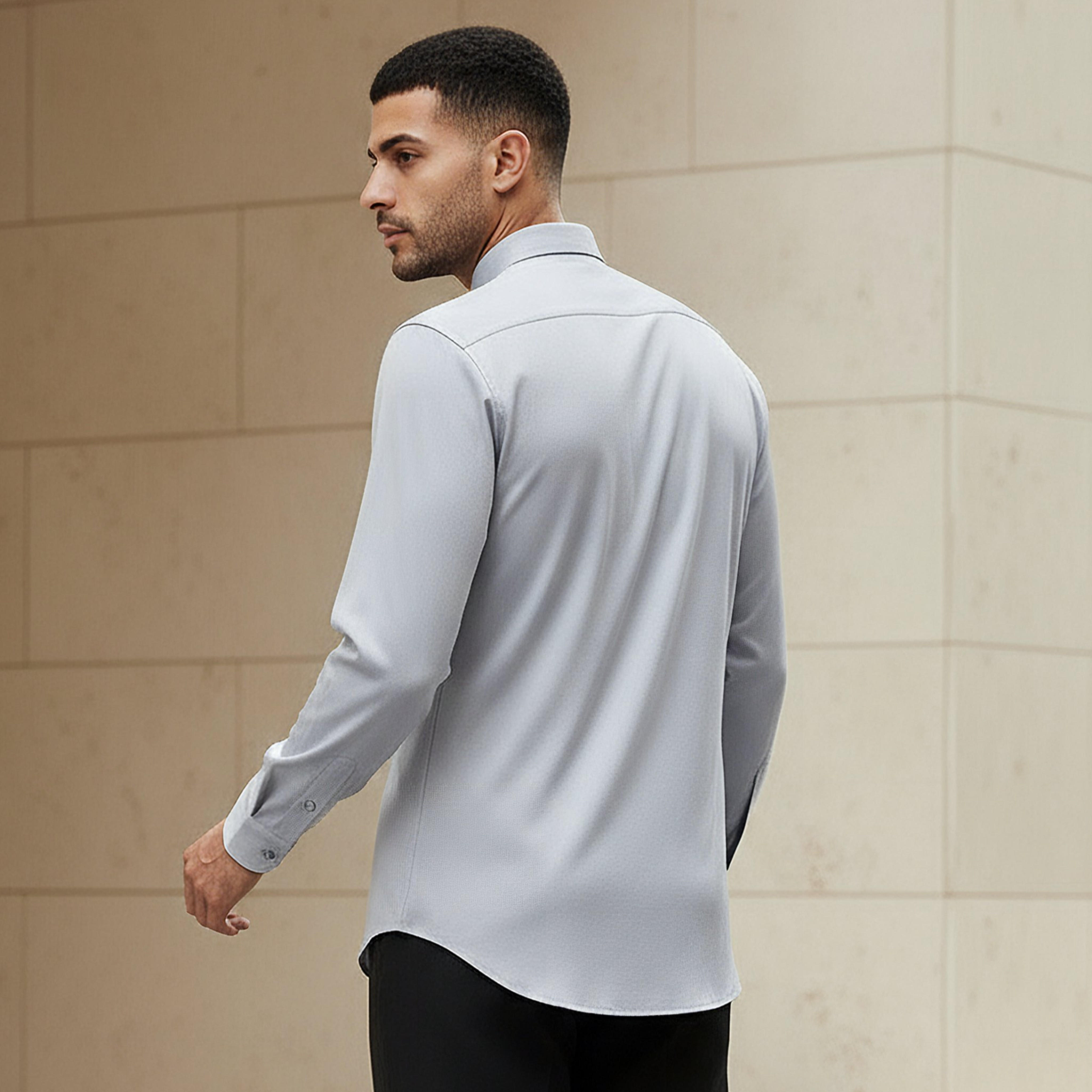 Men Regular Fit Collared Textured Long Sleeves Shirt-men-clothing-shirts-image-3