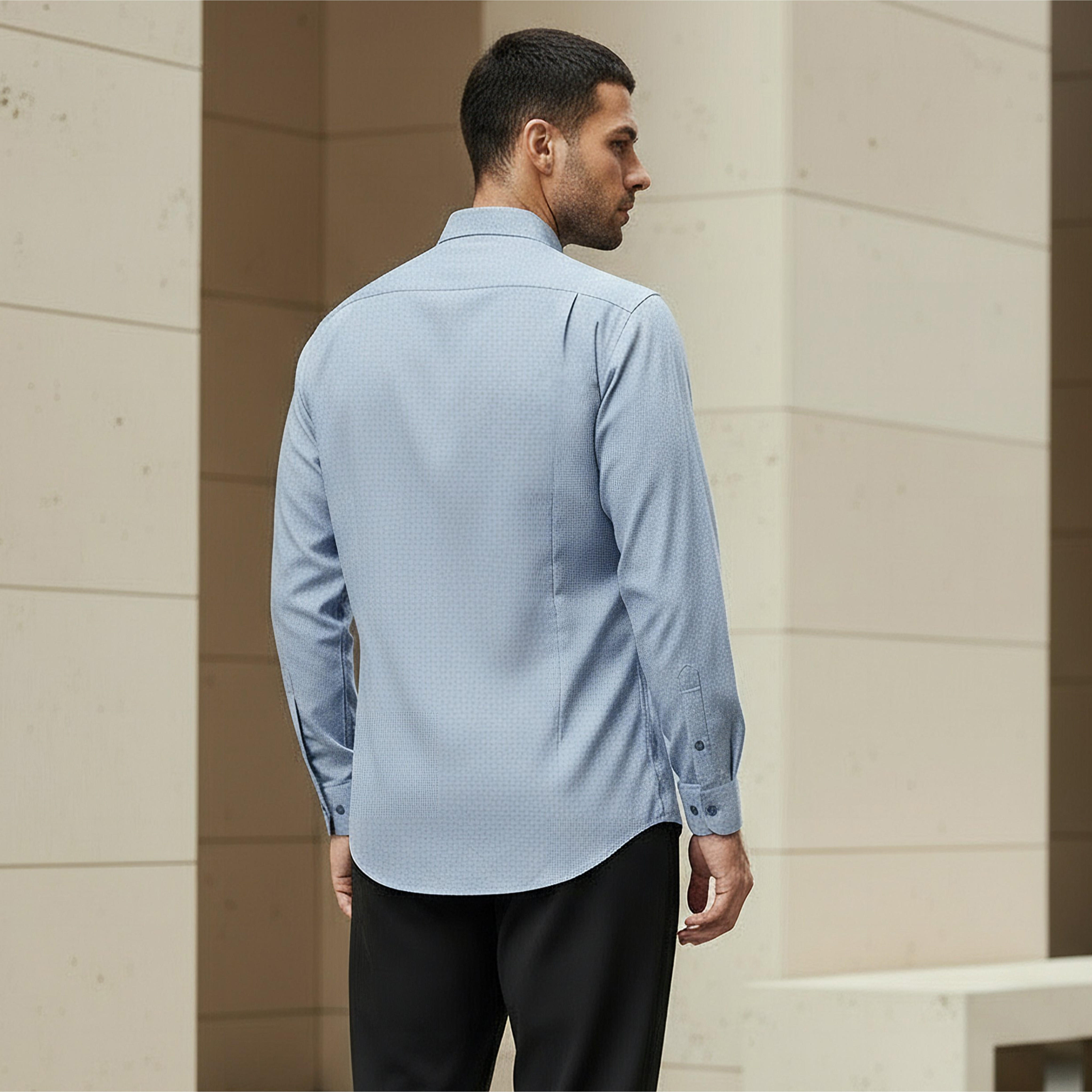قميص بارز الملمس بقصة عادية وياقة وأكمام طويلة للرجال-men-clothing-shirts-image-4