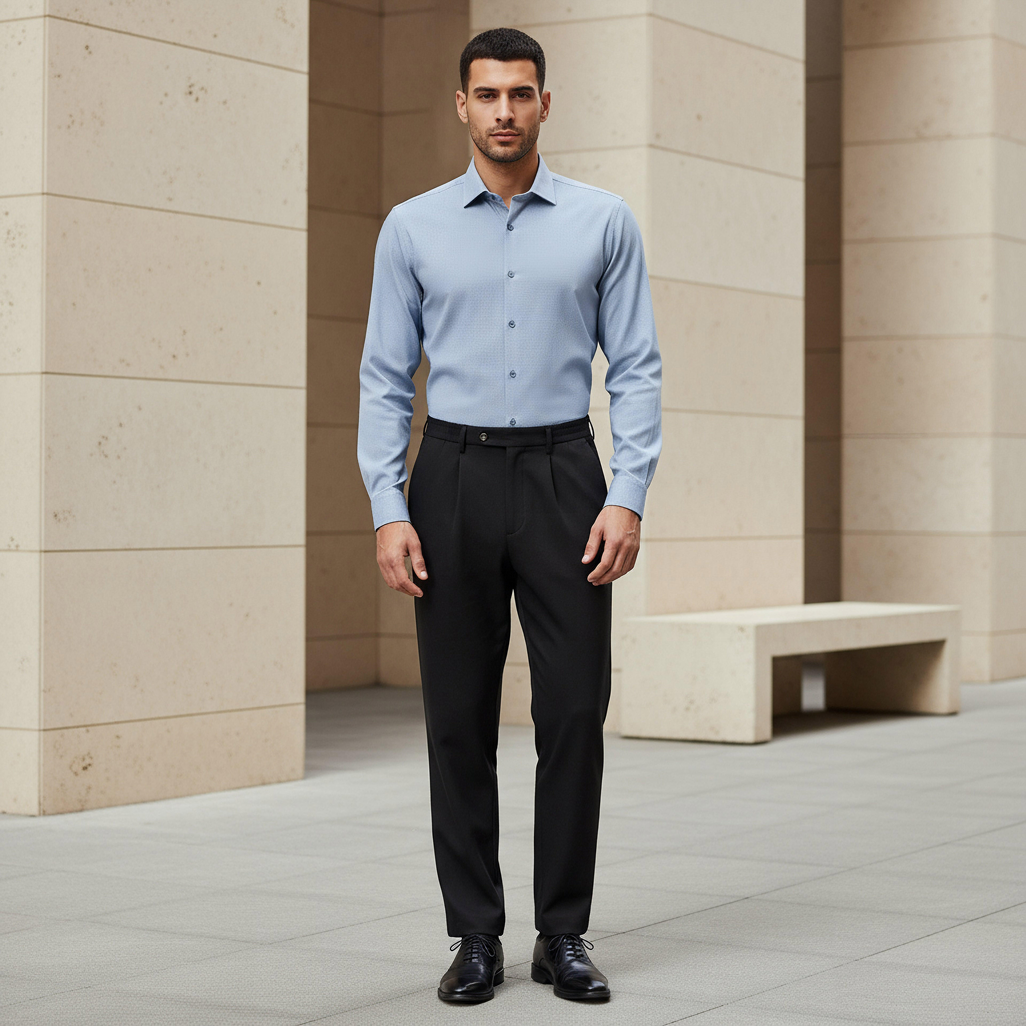 قميص بارز الملمس بقصة عادية وياقة وأكمام طويلة للرجال-men-clothing-shirts-image-3