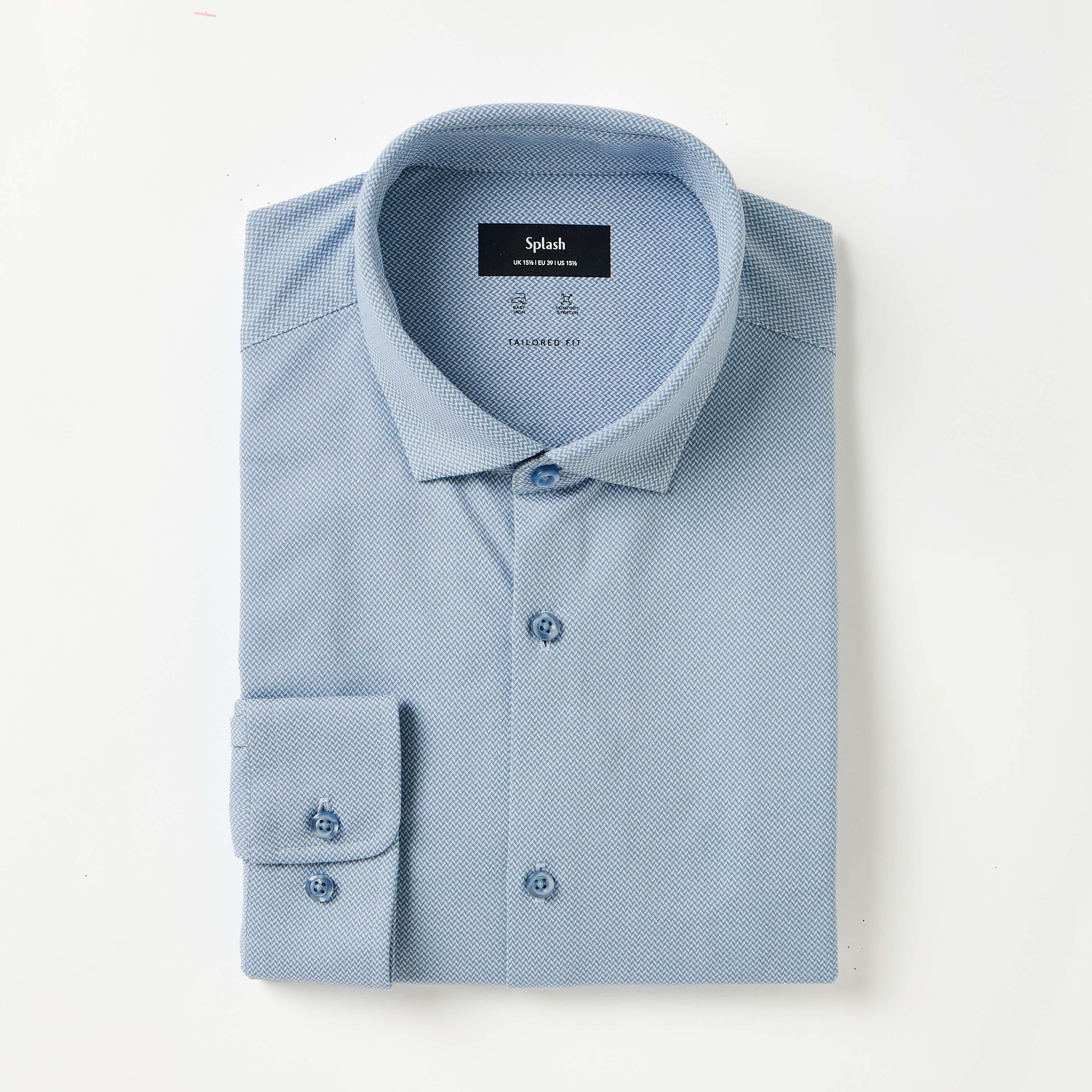 قميص بارز الملمس بقصة عادية وياقة وأكمام طويلة للرجال-men-clothing-shirts-image-2