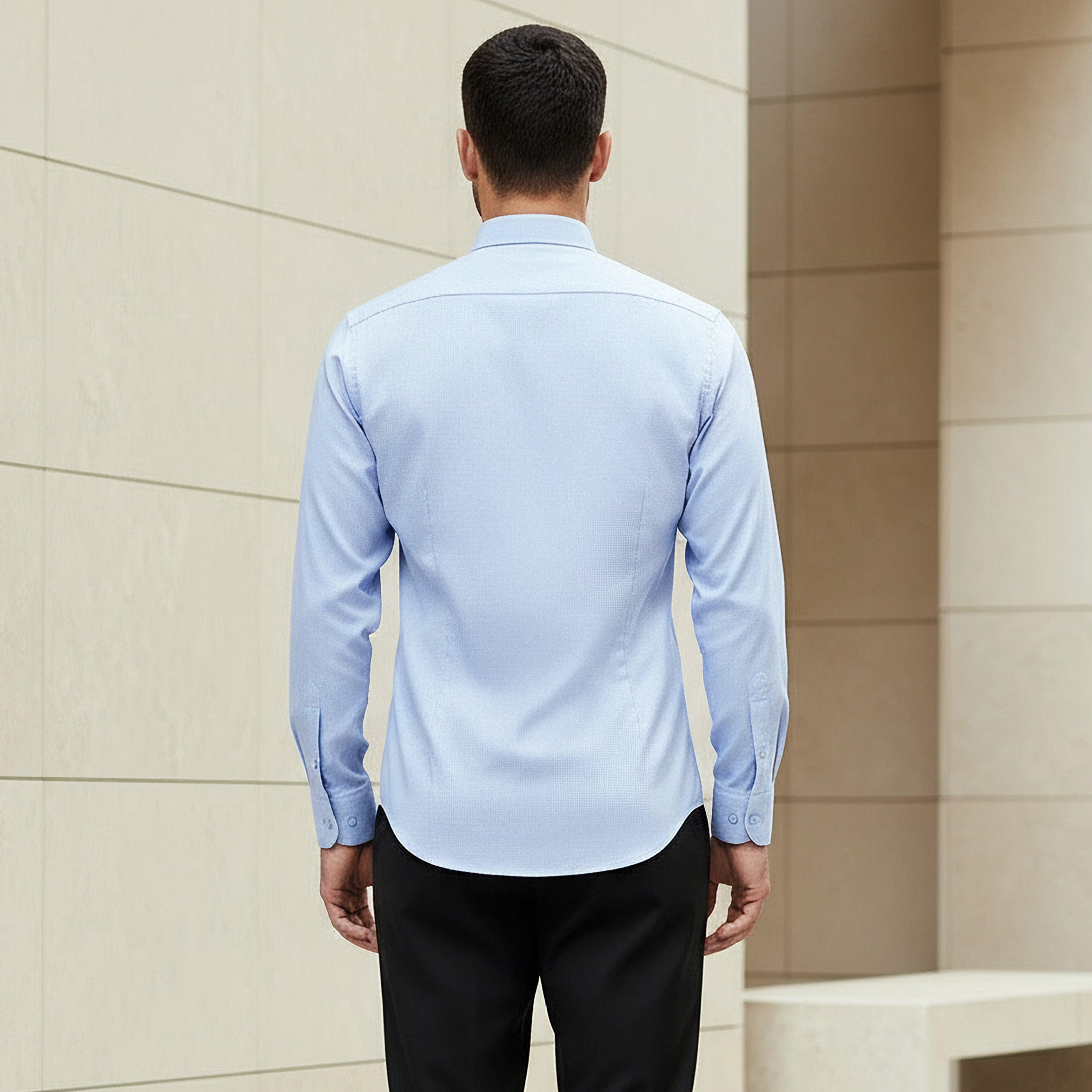 Men Regular Fit Collared Textured Long Sleeves Shirt-men-clothing-shirts-image-3