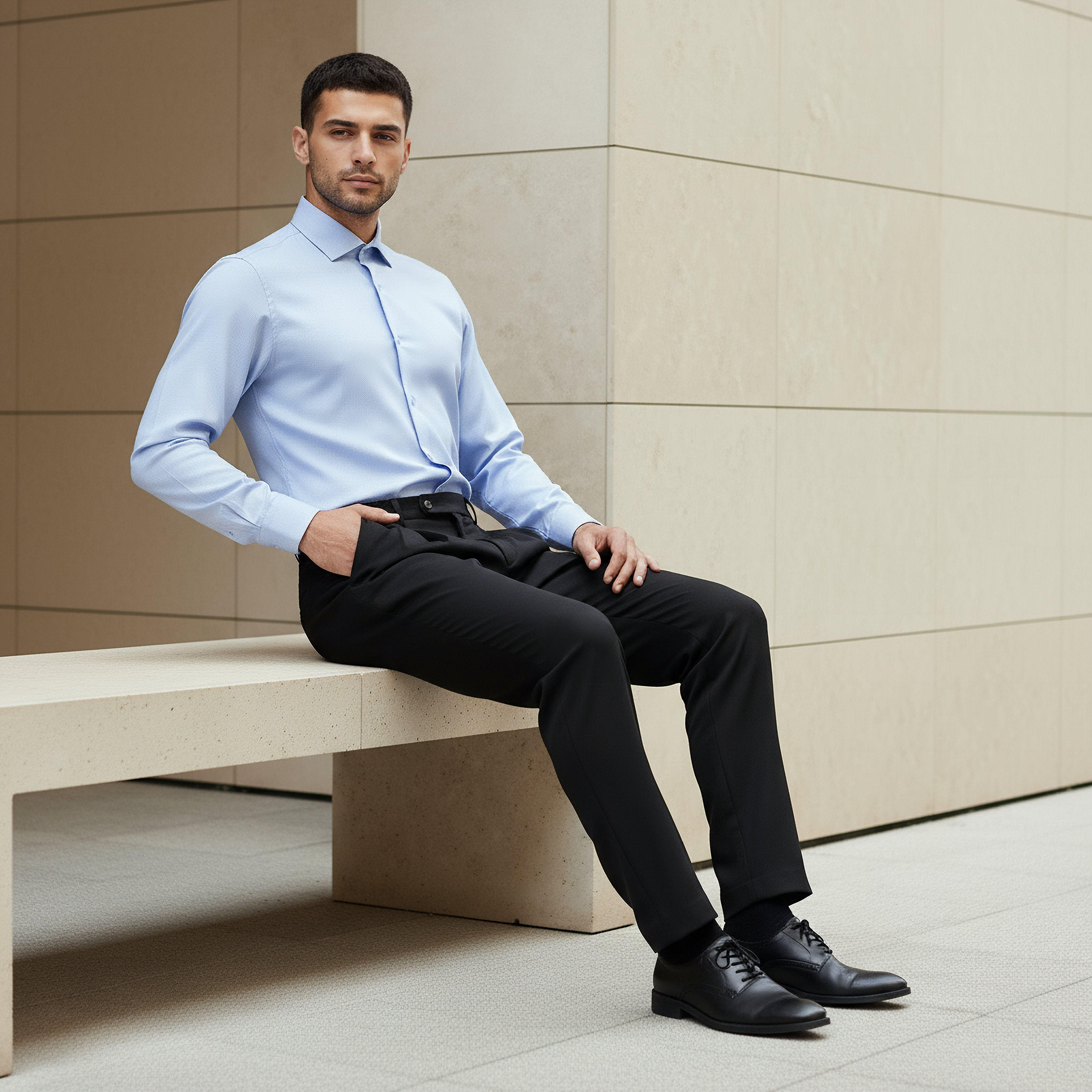 Men Regular Fit Collared Textured Long Sleeves Shirt-men-clothing-shirts-image-5