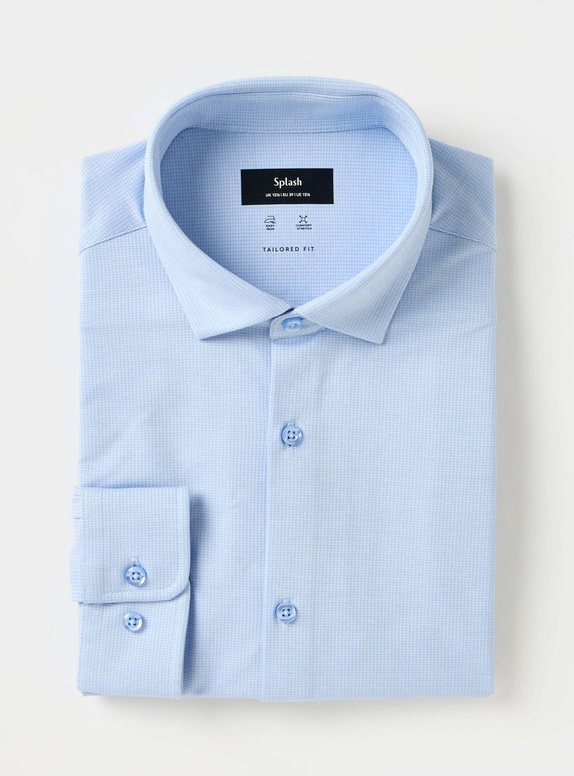 Men Regular Fit Collared Textured Long Sleeves Shirt-men-clothing-shirts-image-6