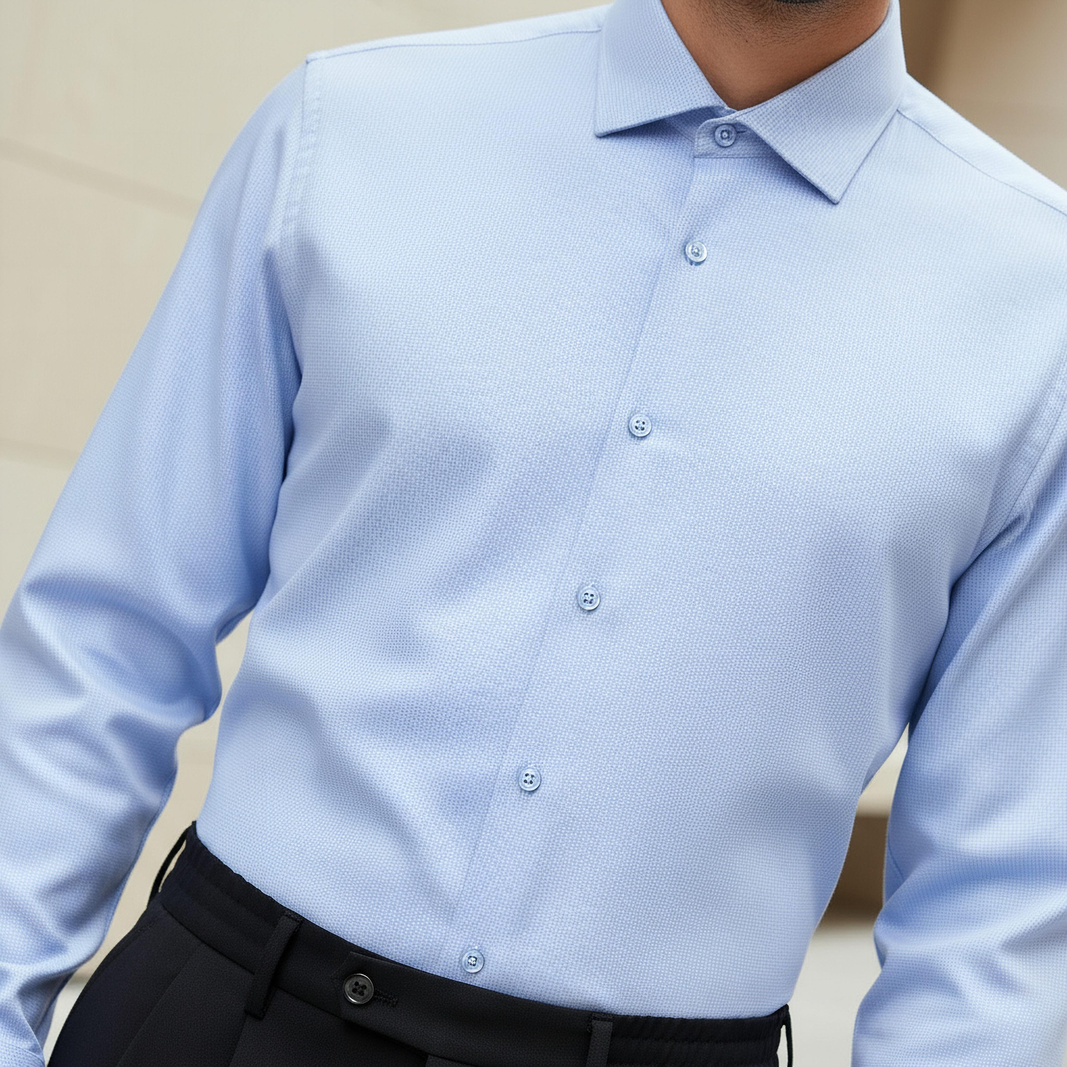 Men Regular Fit Collared Textured Long Sleeves Shirt-men-clothing-shirts-image-7