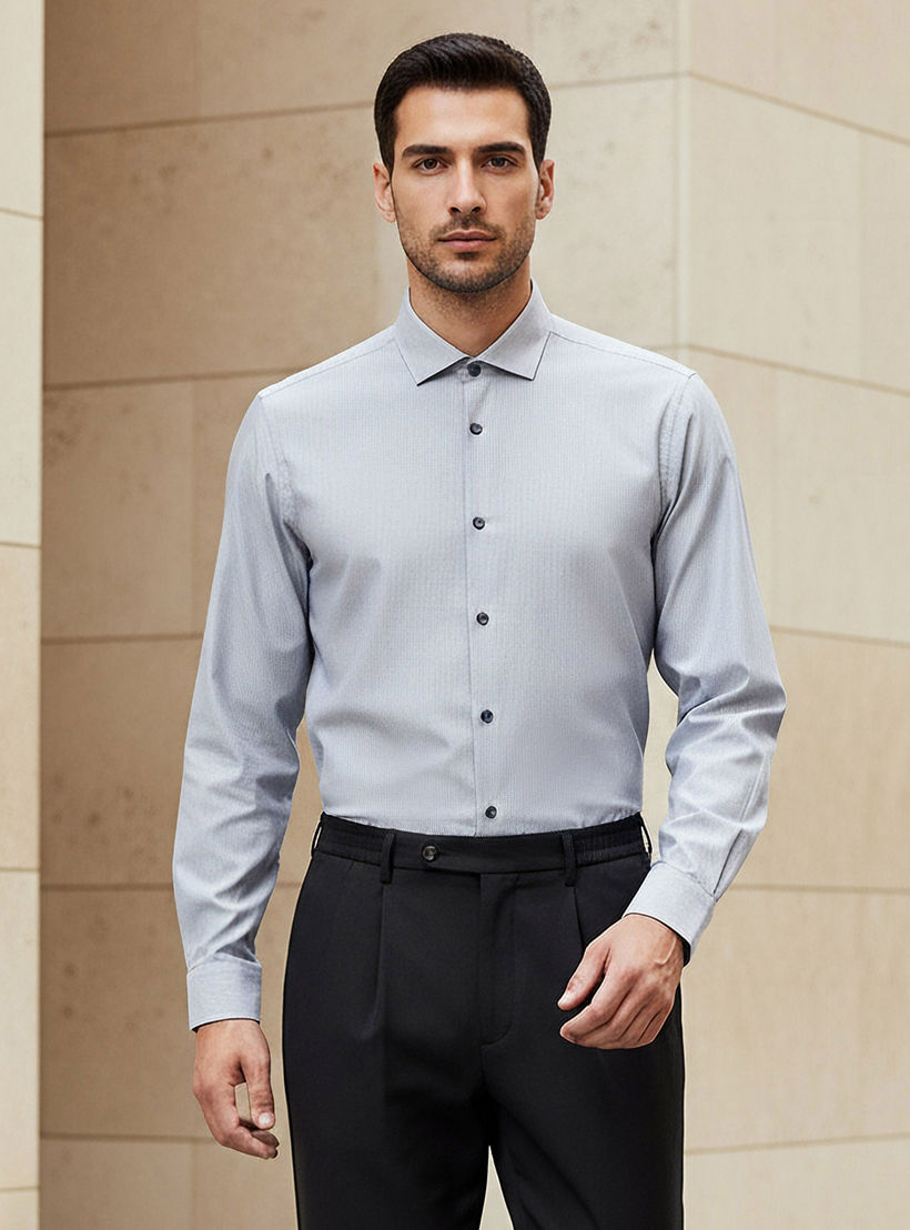 قميص رجالي مخطط بأكمام طويلة وياقة وقصة عادية-men-clothing-shirts-image-8