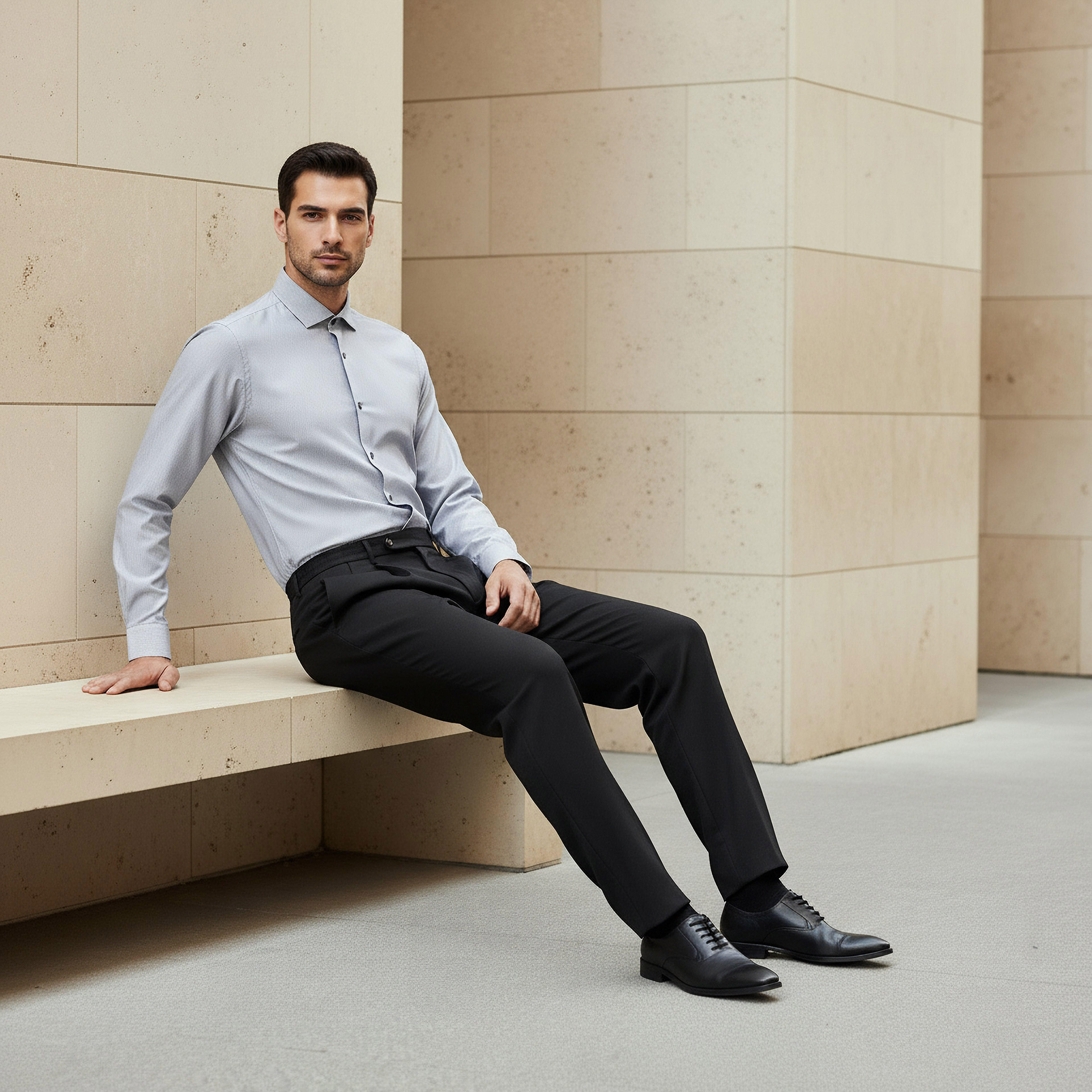 قميص رجالي مخطط بأكمام طويلة وياقة وقصة عادية-men-clothing-shirts-image-4