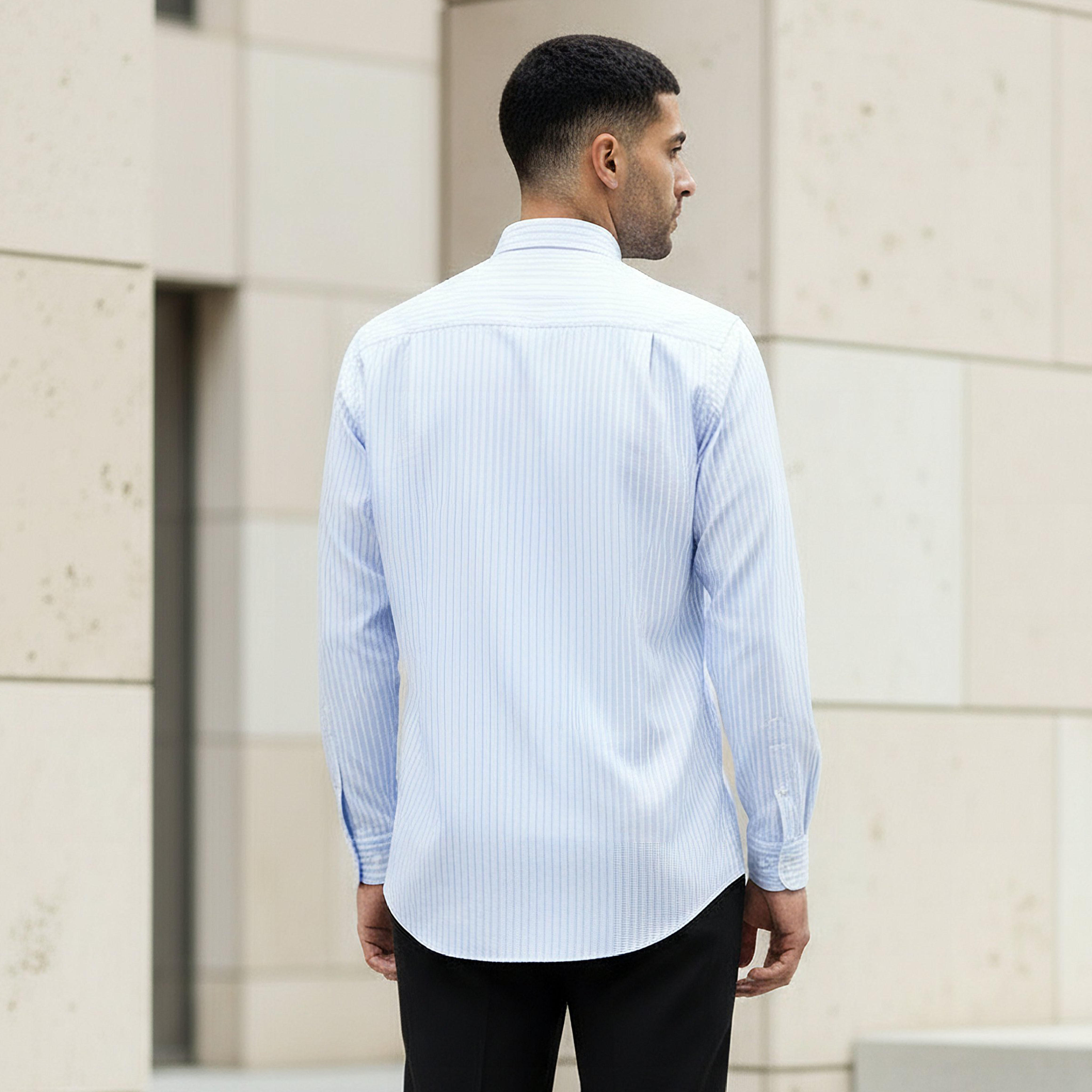 Men Regular Fit Collared Striped Long Sleeves Shirt-men-clothing-shirts-image-3
