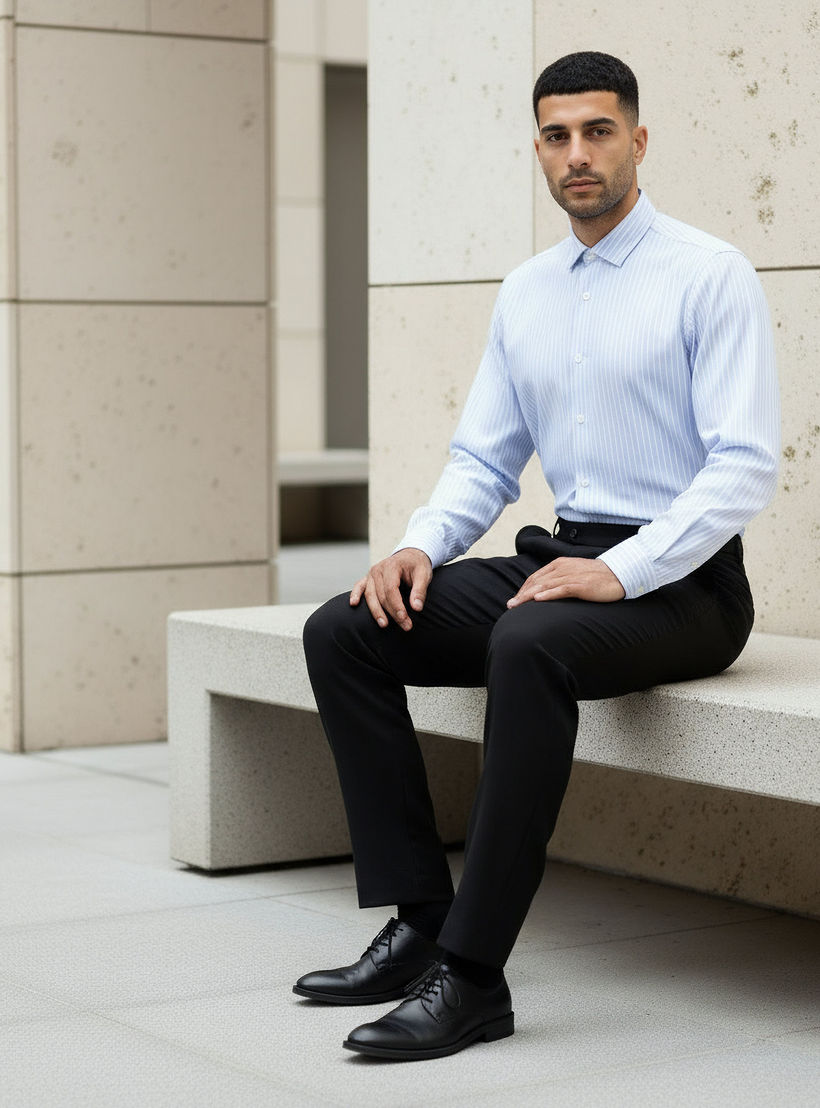Men Regular Fit Collared Striped Long Sleeves Shirt-men-clothing-shirts-image-5