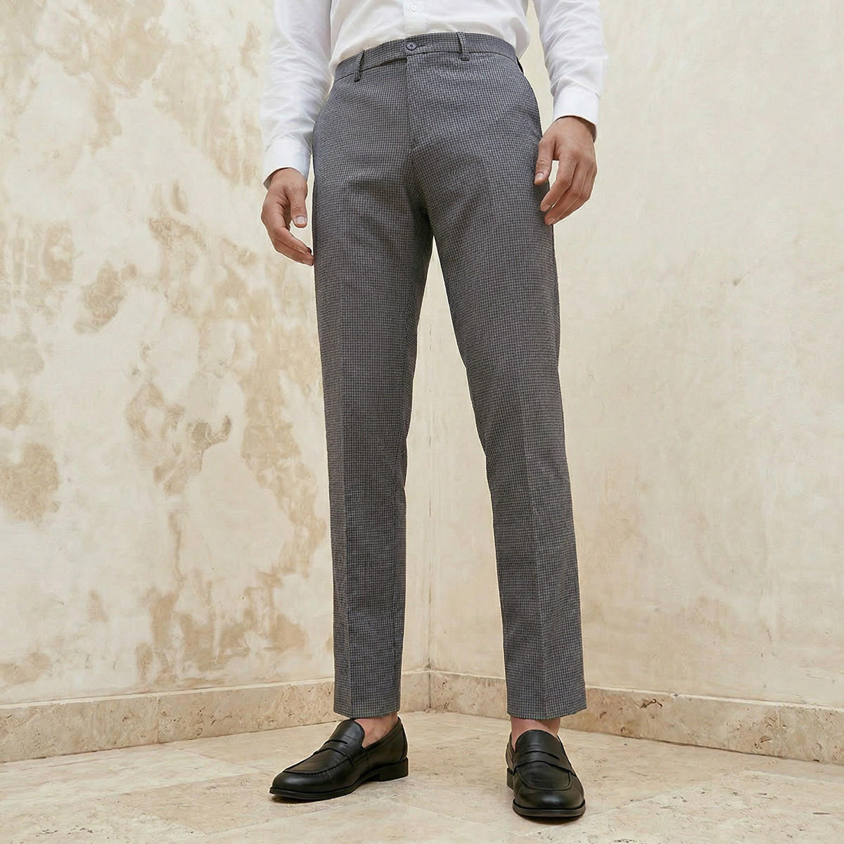بنطلون بقصة سليم وخصر مرن -men-clothing-bottoms-trousersandchinos-trousers-image-1