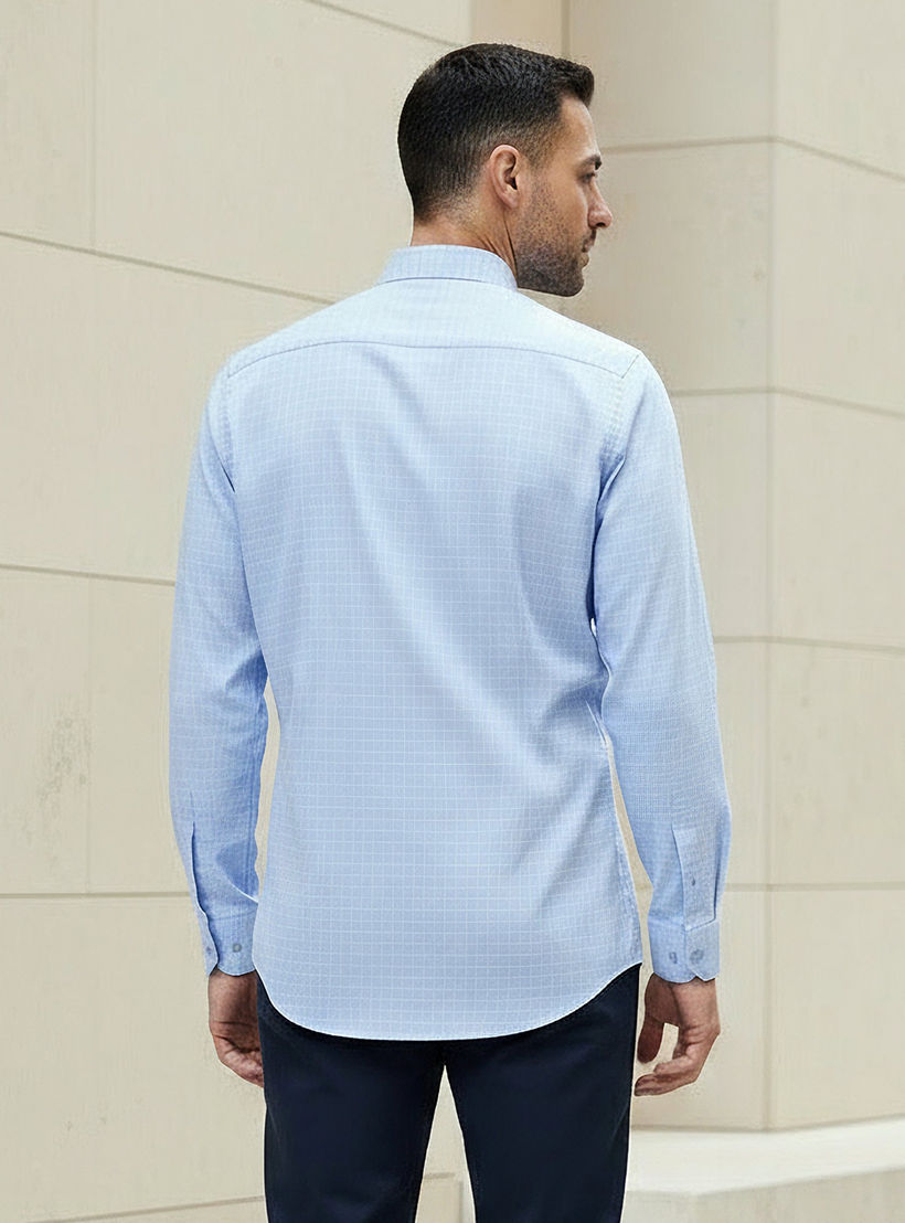 قميص مربعات بقصة عادية وأكمام طويلة للرجال-men-clothing-shirts-image-5