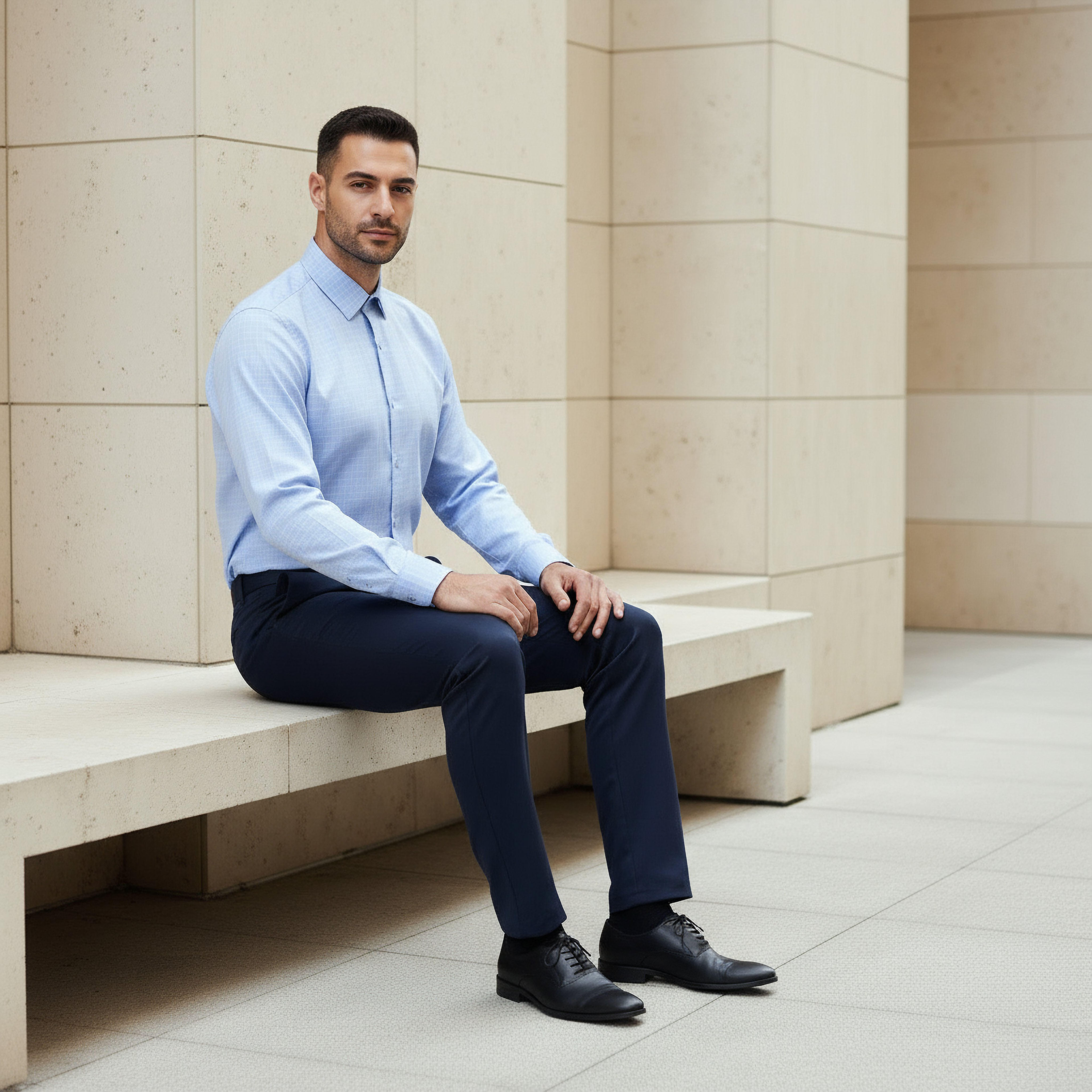 قميص مربعات بقصة عادية وأكمام طويلة للرجال-men-clothing-shirts-image-3