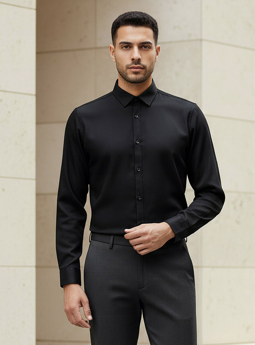 Men Regular Fit Collared Long Sleeve Shirt-men-clothing-shirts-image-1