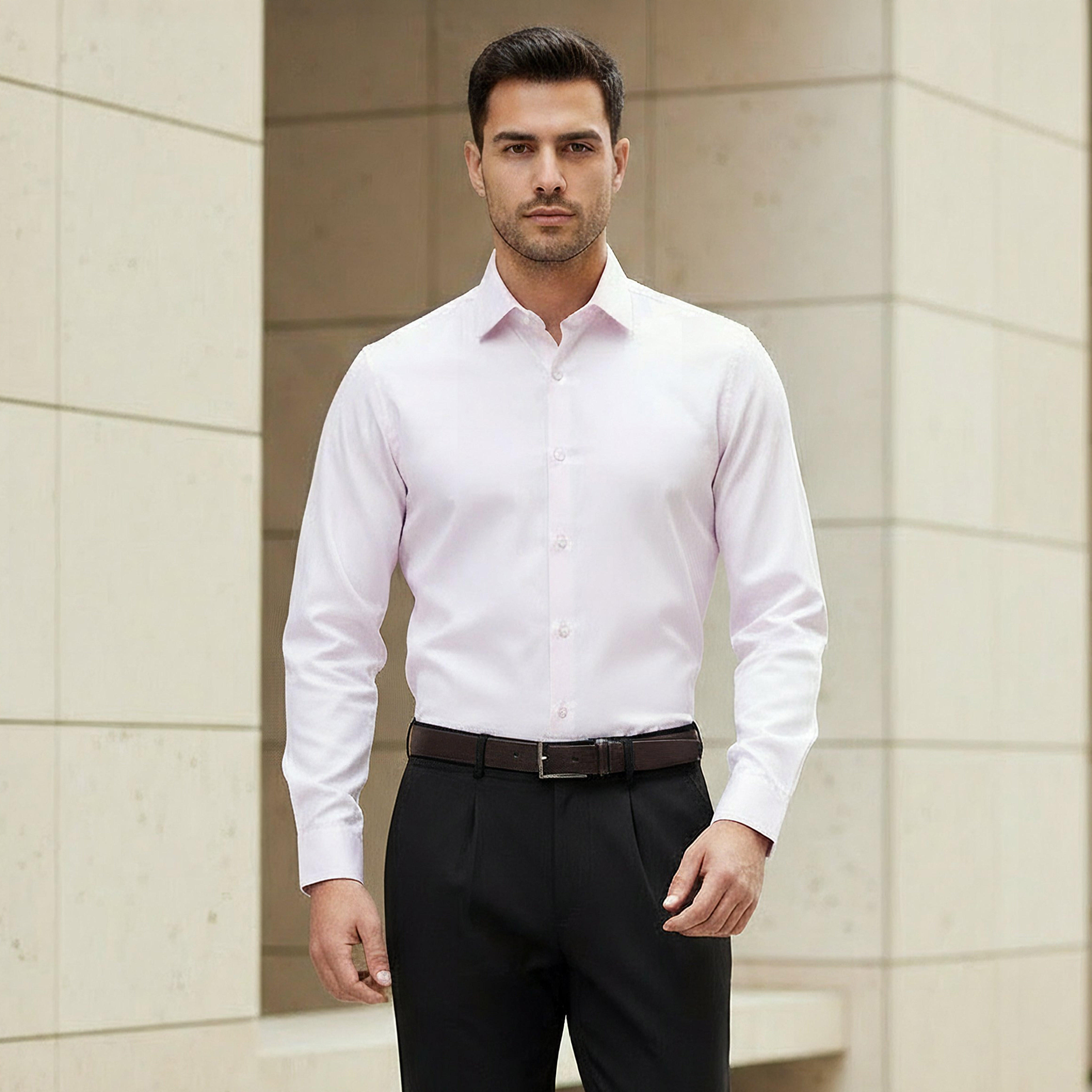 قميص بارز الملمس بقصّة عادية وأكمام طويلة للرجال-men-clothing-shirts-image-1